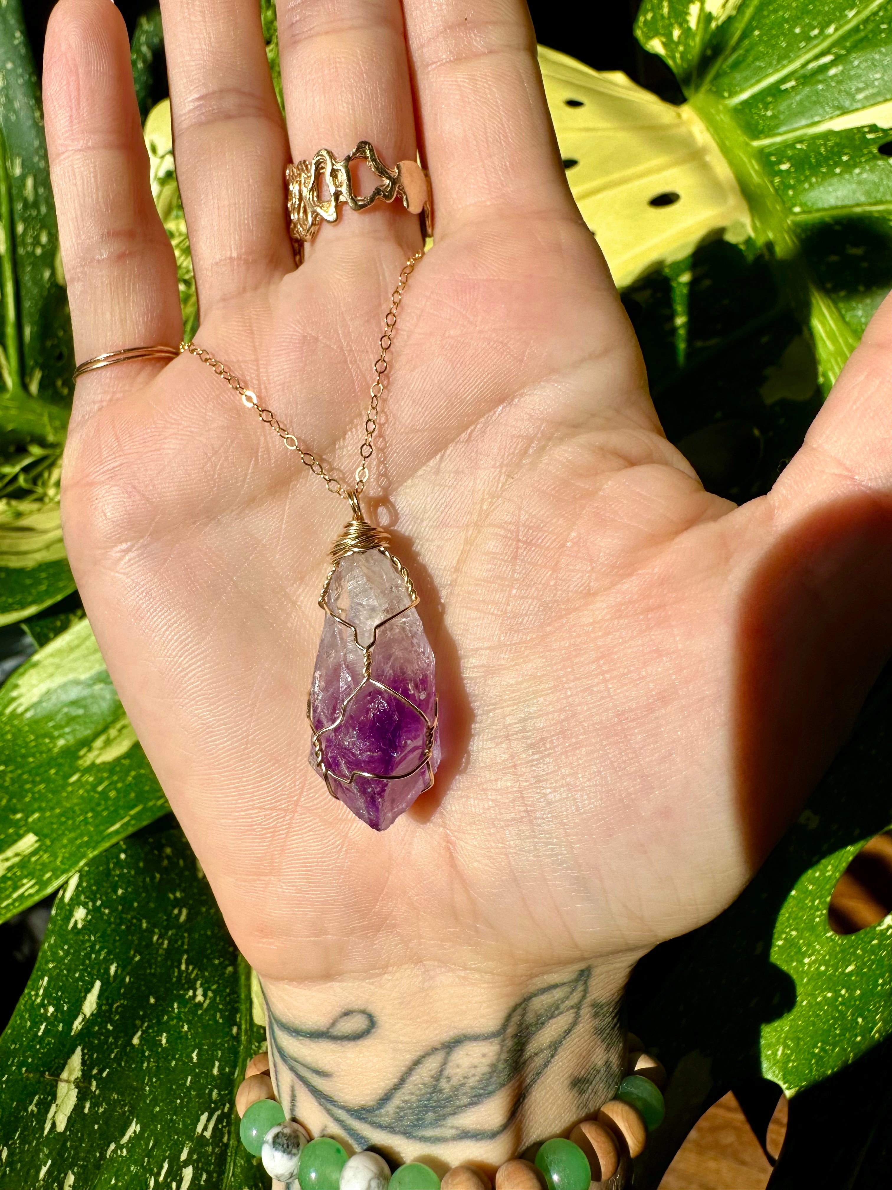 ♡one of one♡ raw amethyst necklace 14k gold