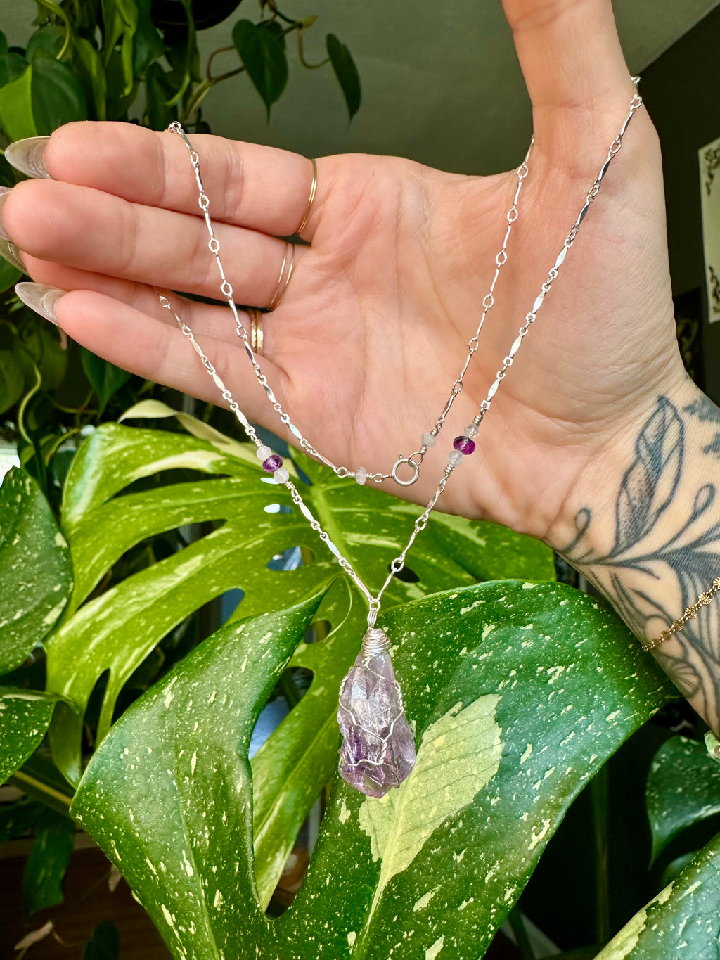 *one of one* raw amethyst necklace in sterling silver