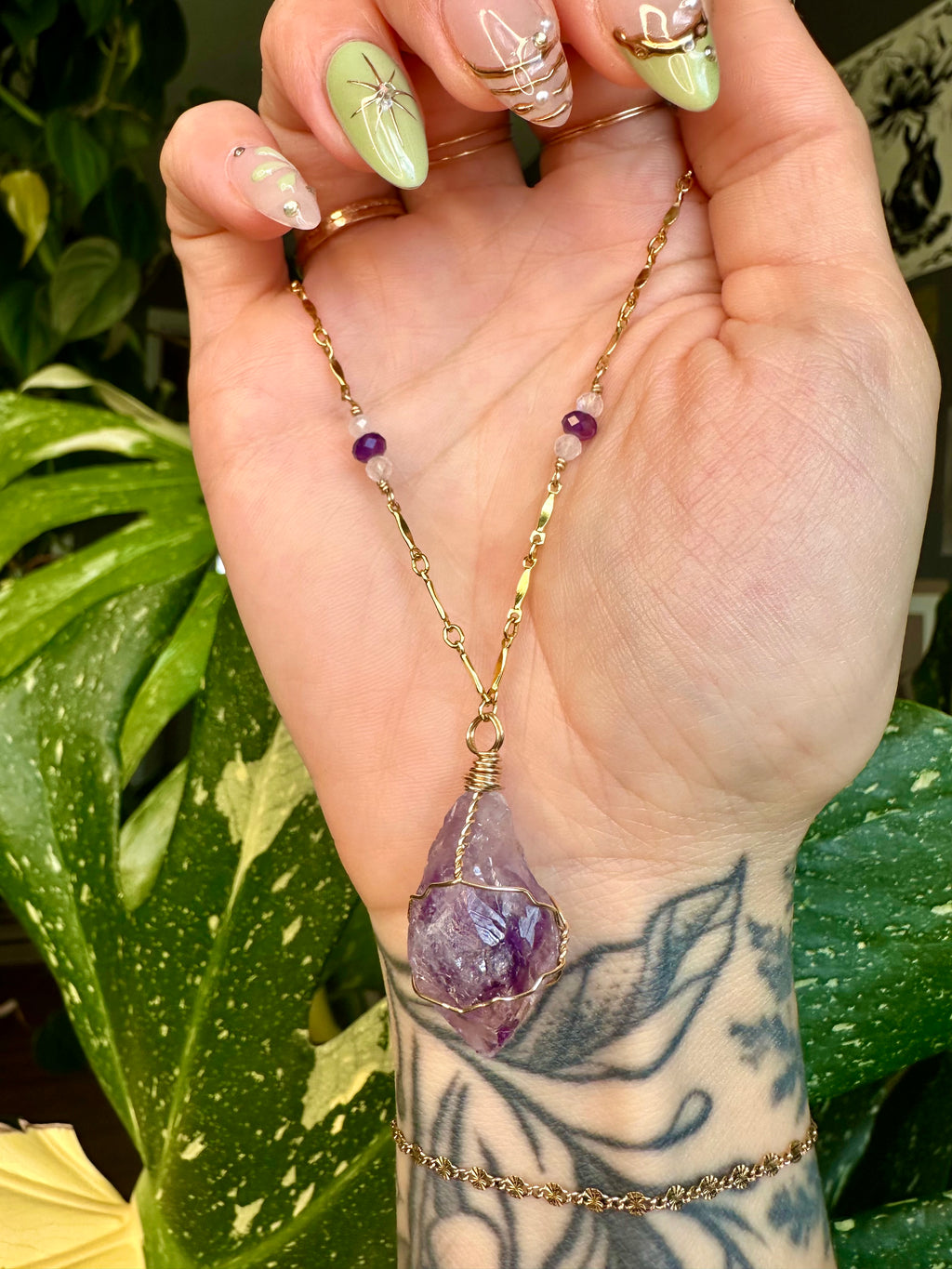 *one of one* raw amethyst necklace in 14k gold
