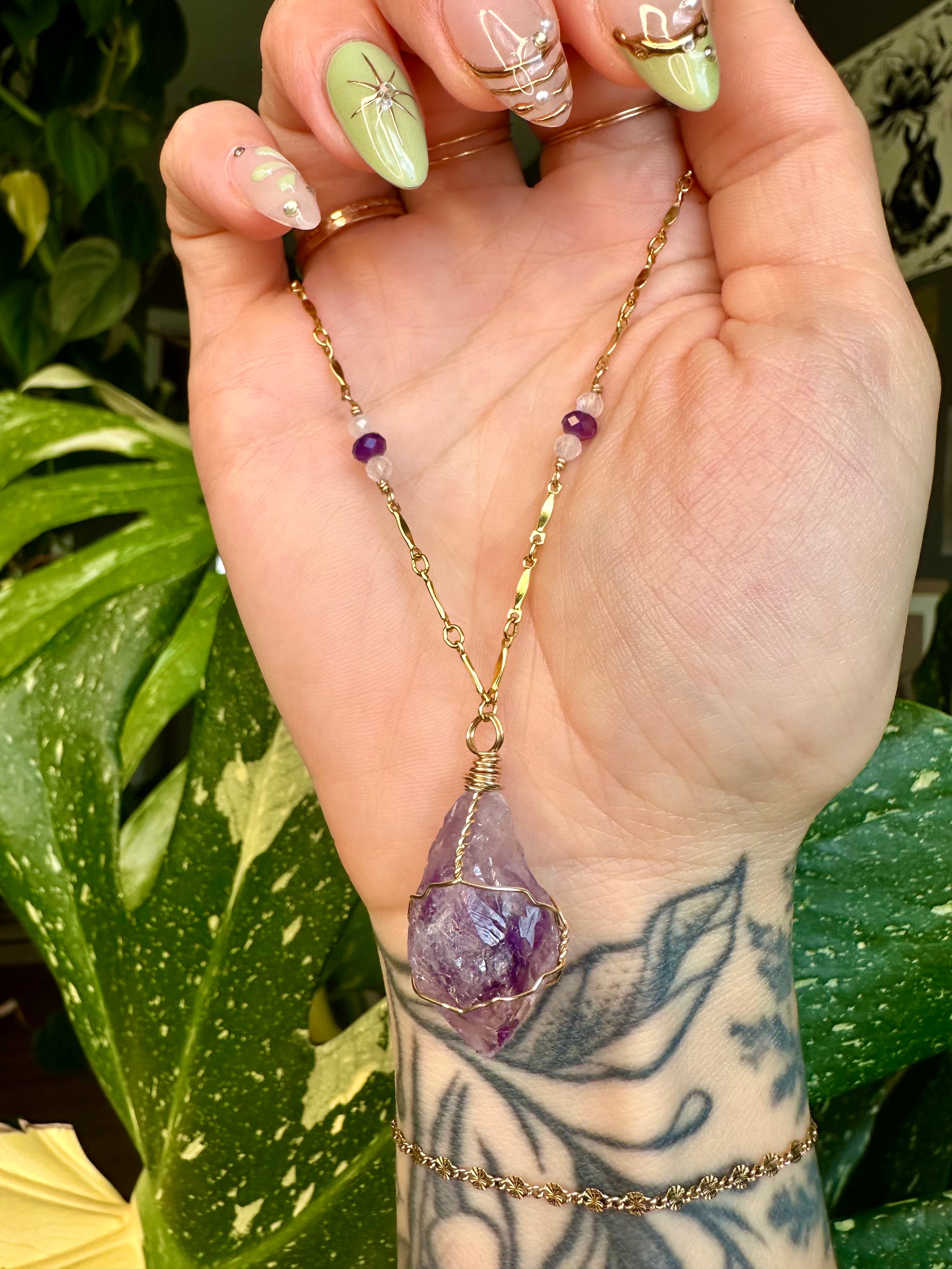 *one of one* raw amethyst necklace in 14k gold