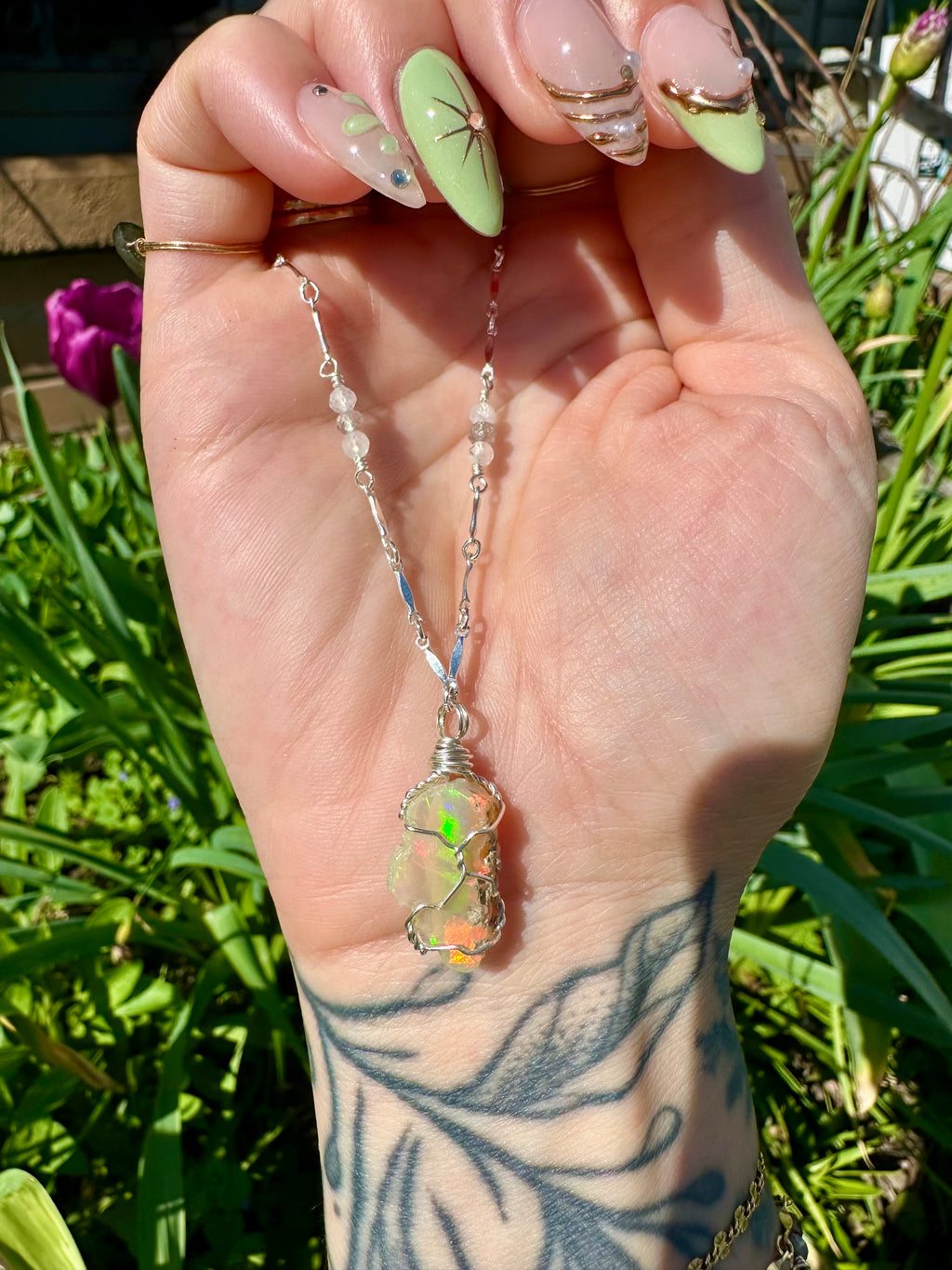 *one of one* ♡ raw opal necklace in sterling silver