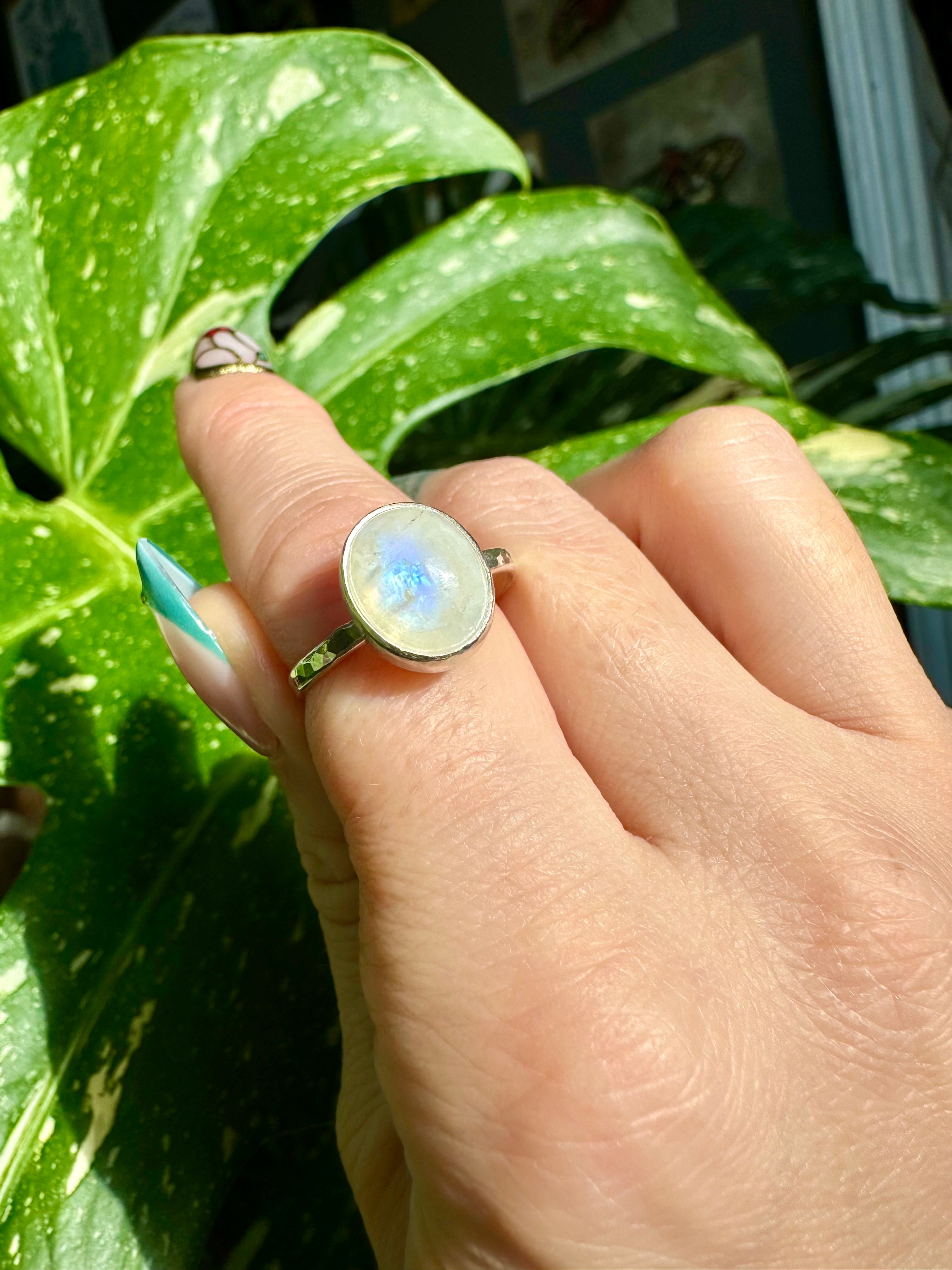 moonstone sterling silver ring size 9