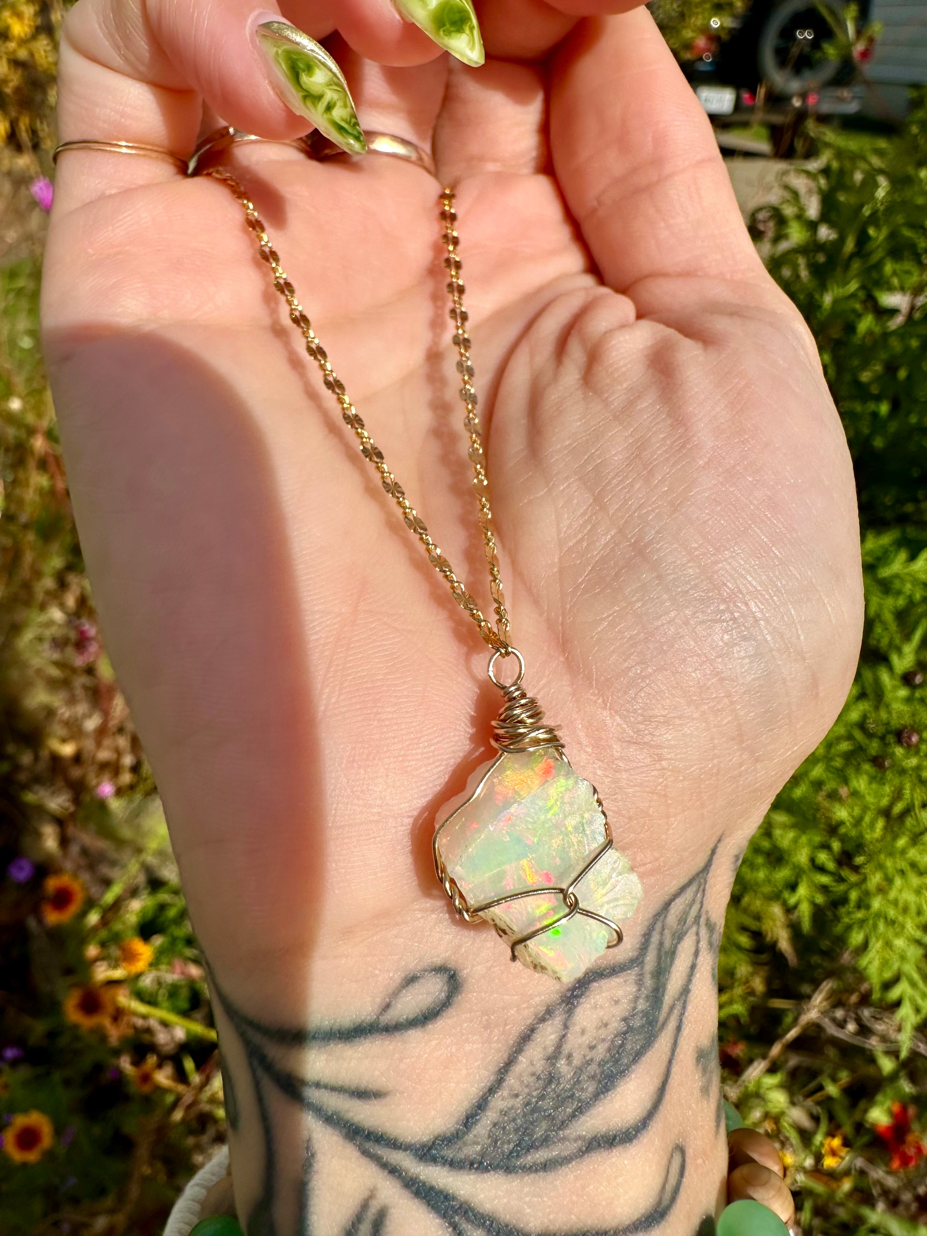 ♡one of one♡ raw opal necklace in 14k gold *