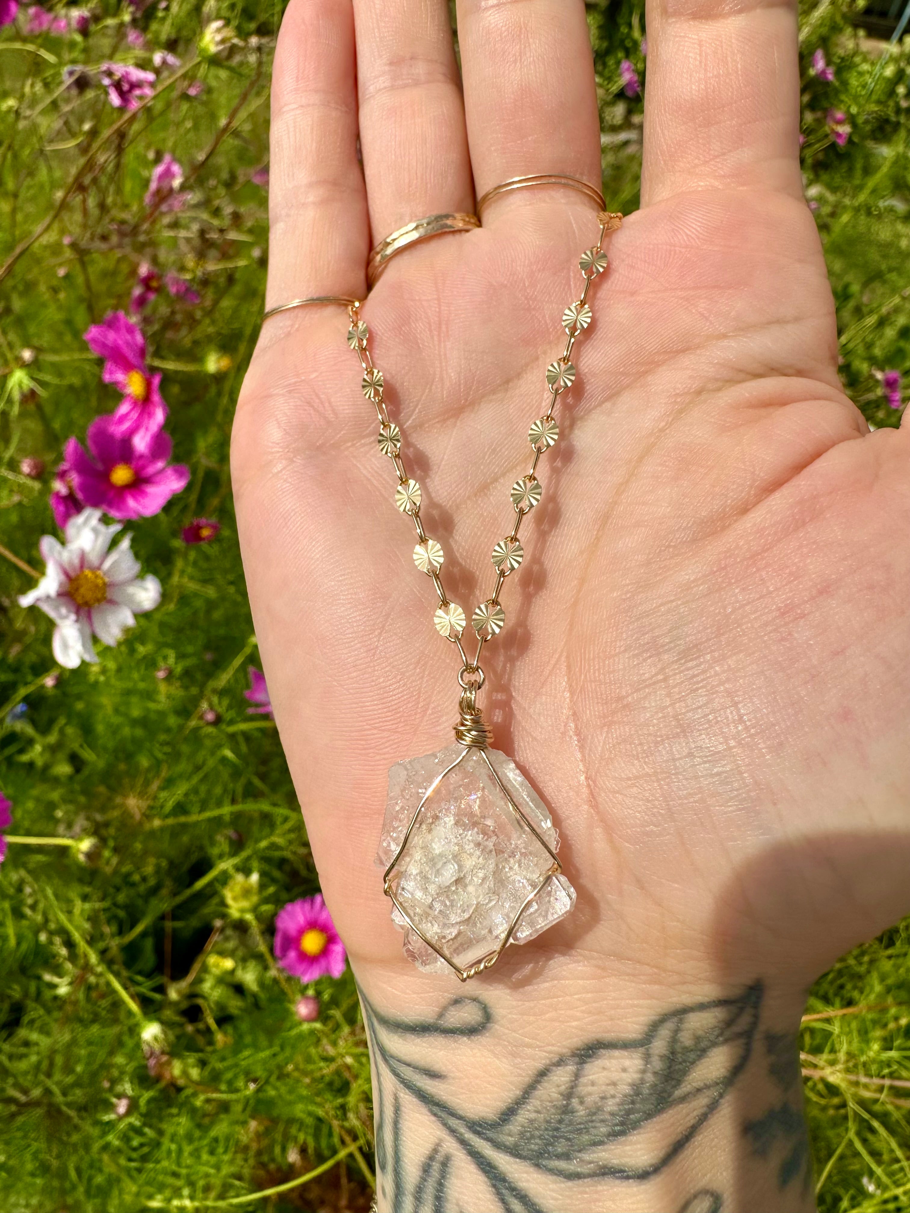 *one of one* raw quartz necklace 14k gold fill