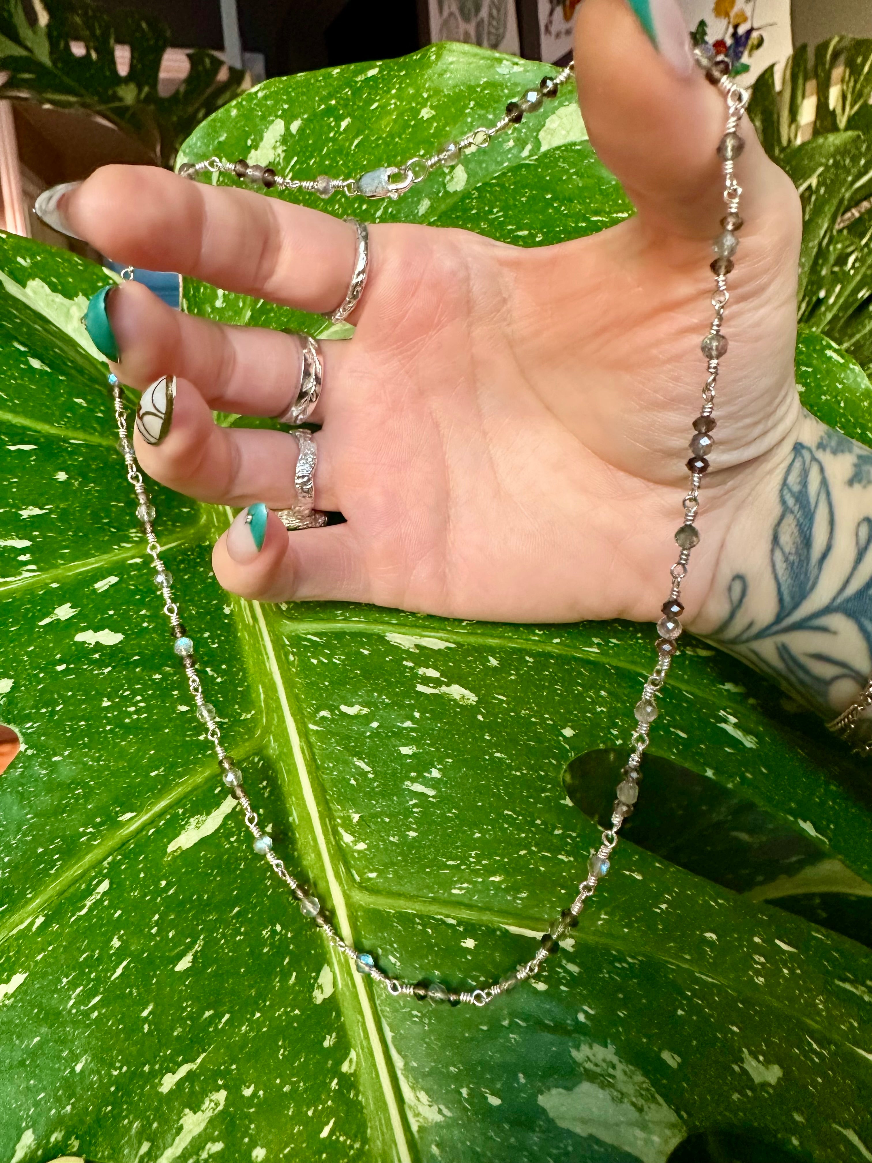 labradorite & smoky quartz necklace