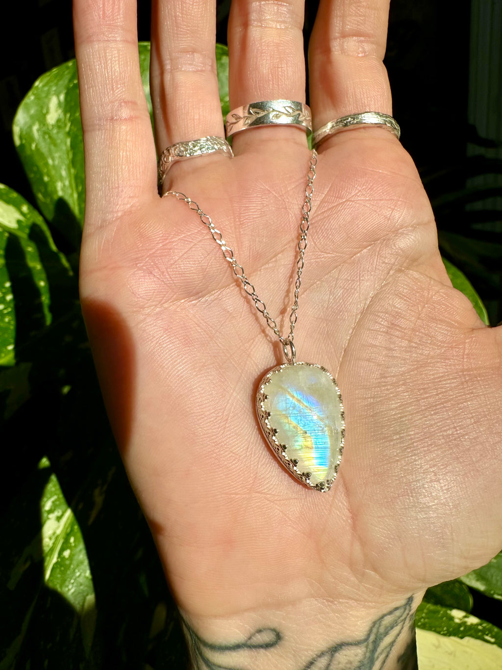 moonstone sterling silver necklace