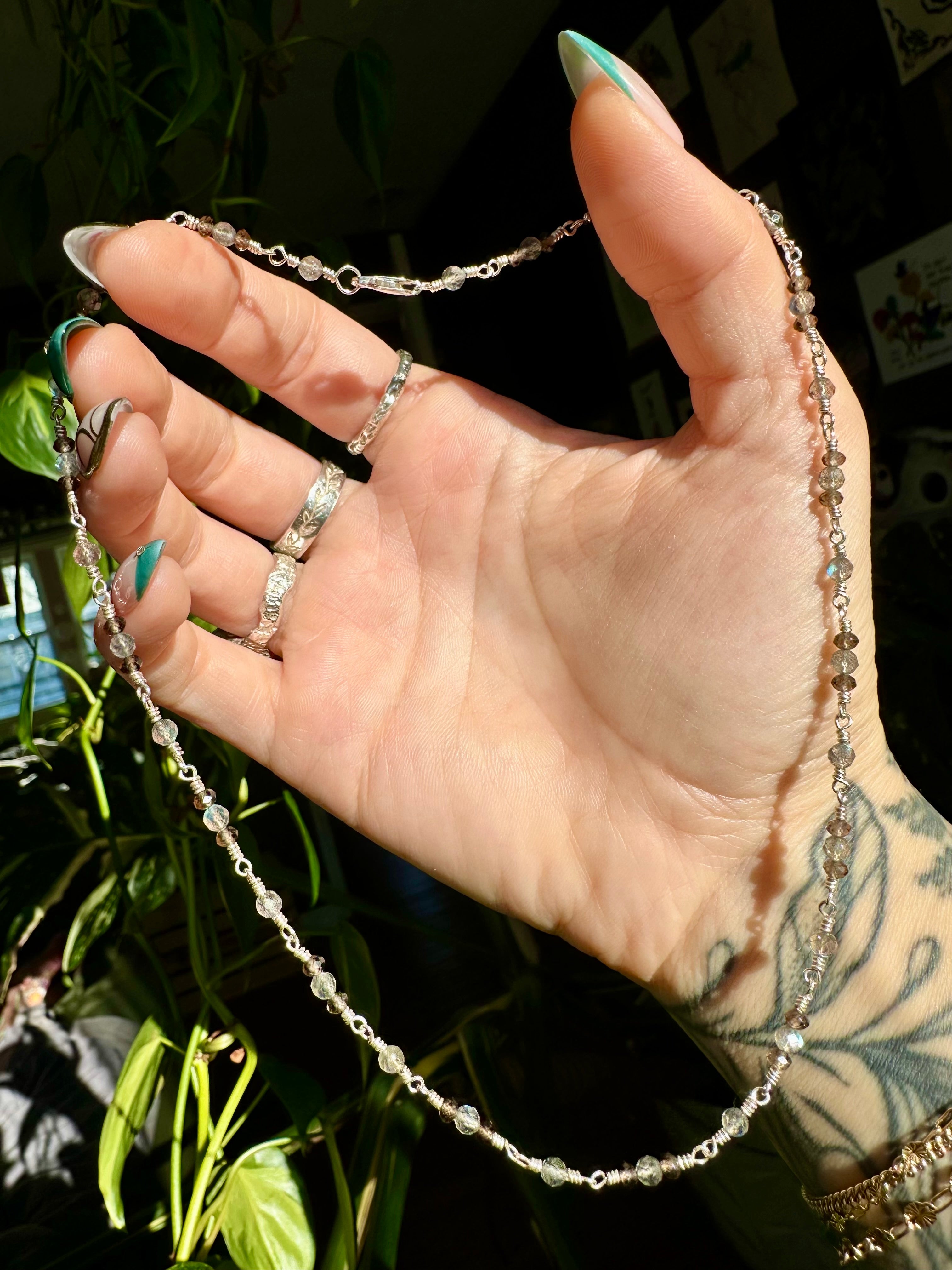 labradorite & smoky quartz necklace