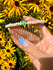 moonstone agate leaf comb hair accessory ♡