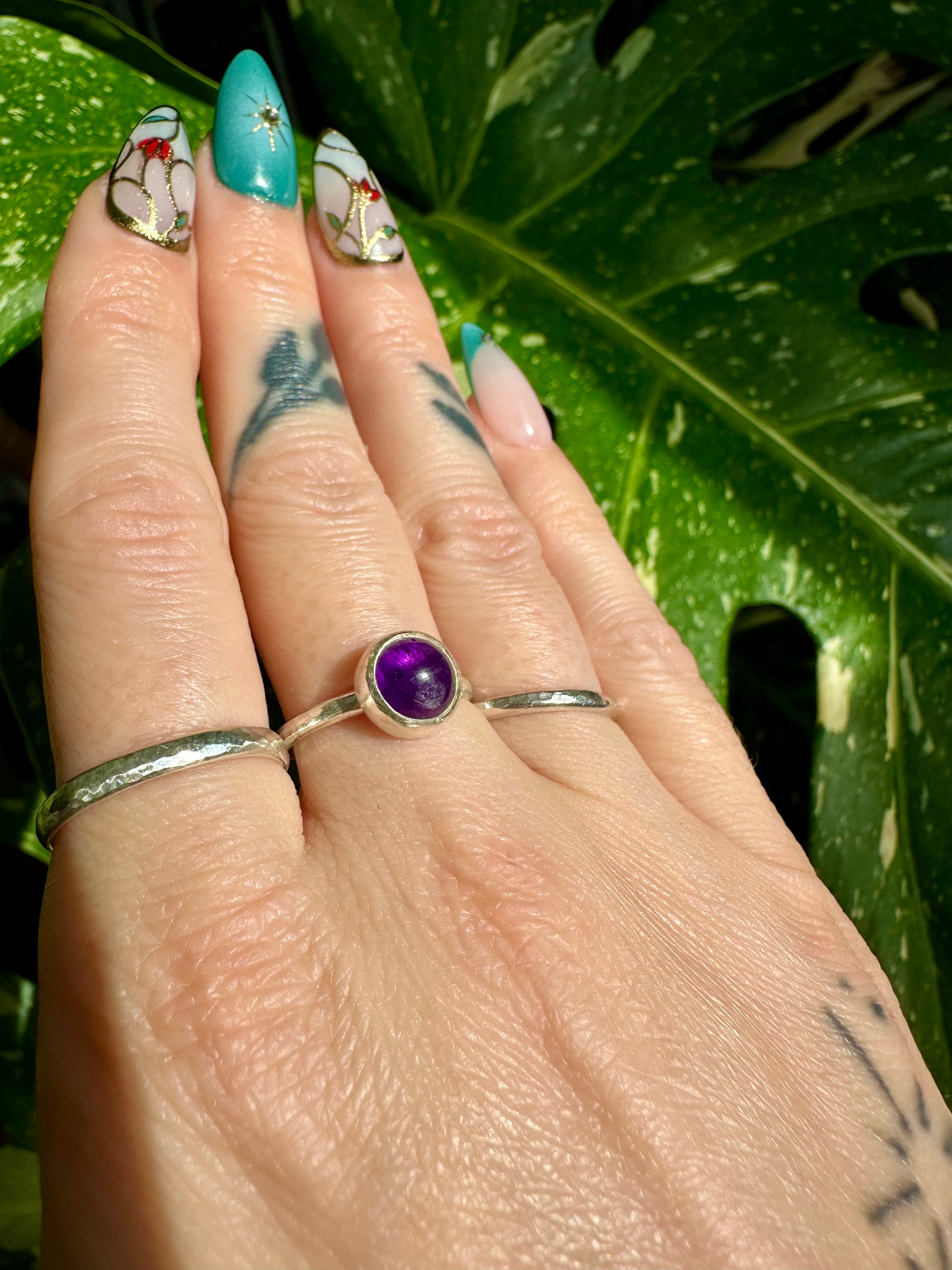 amethyst sterling silver ring size 6.5