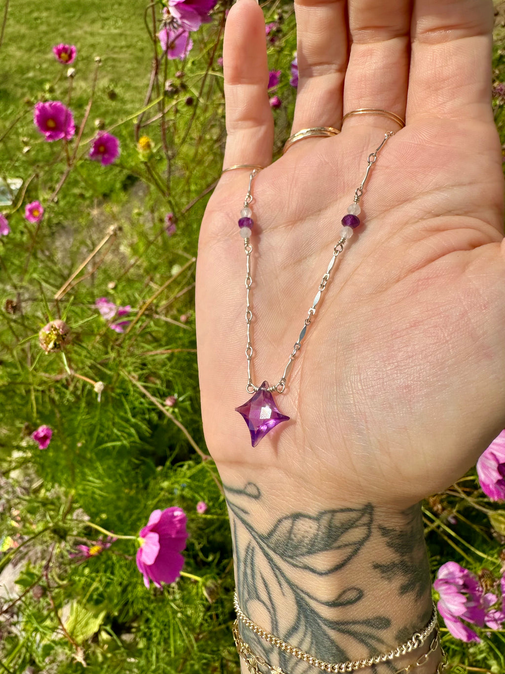 amethyst & moonstone sparkle necklace