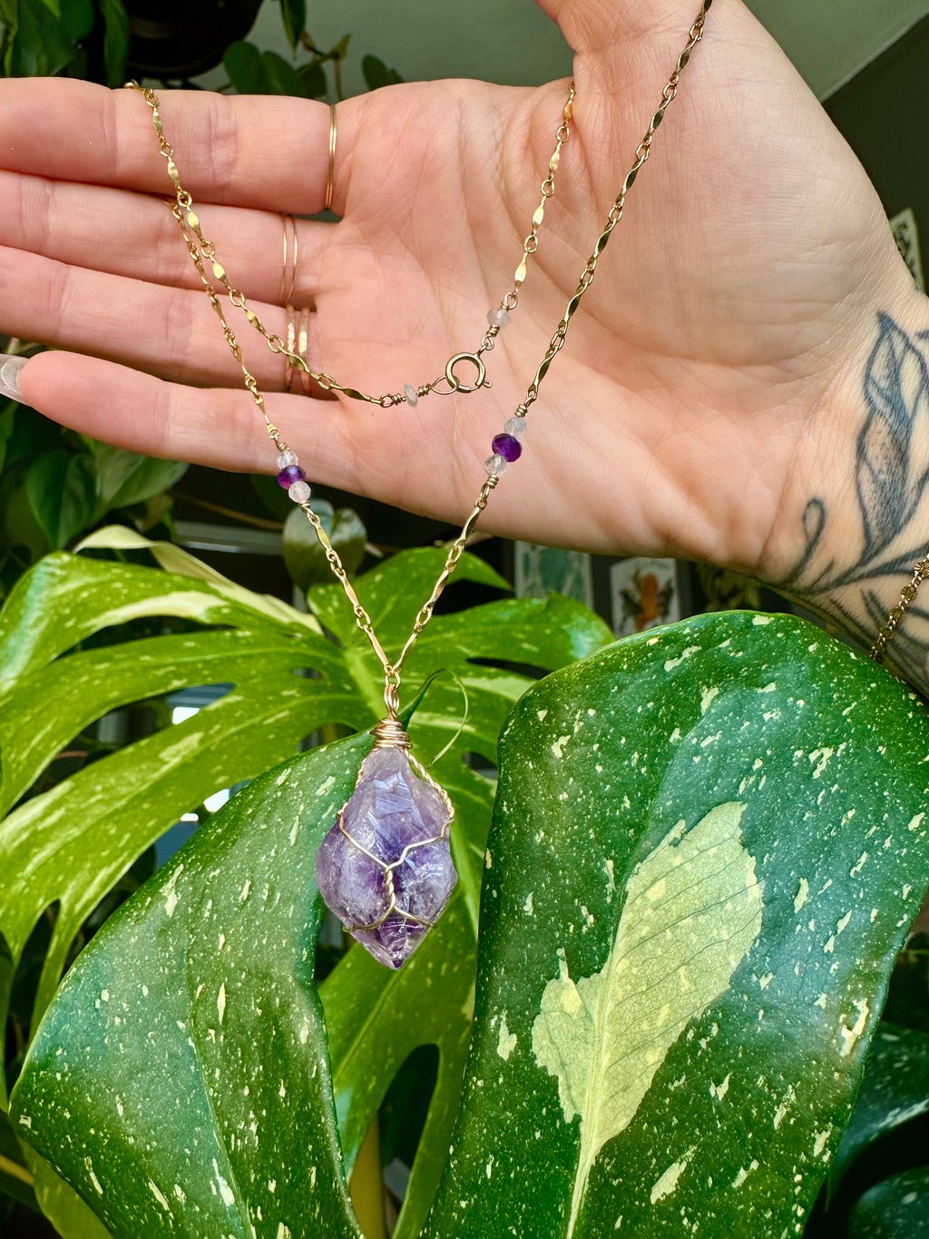 *one of one* raw amethyst necklace in 14k gold