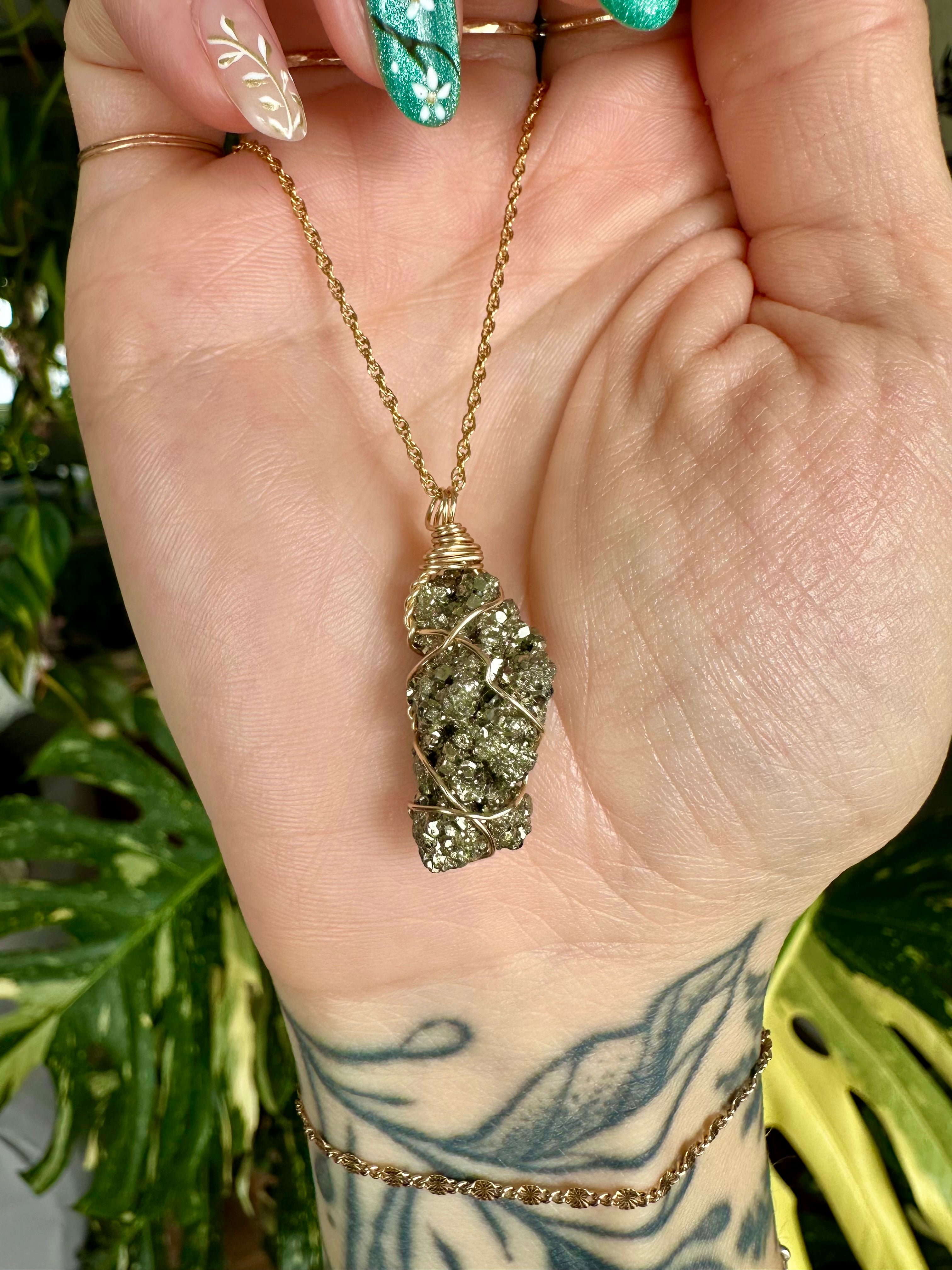 little raw pyrite nugget necklace