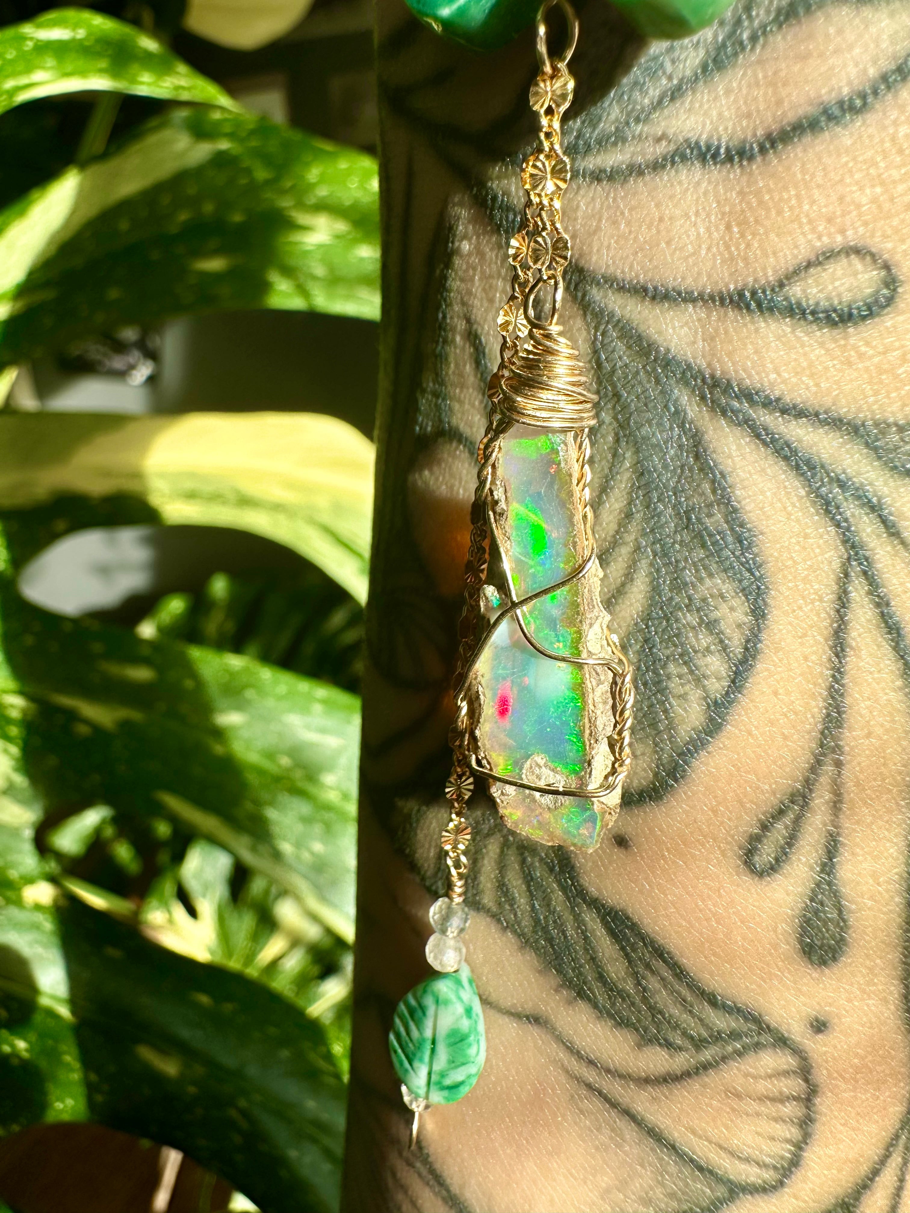 *one of one* jade butterfly raw opal decor dangle