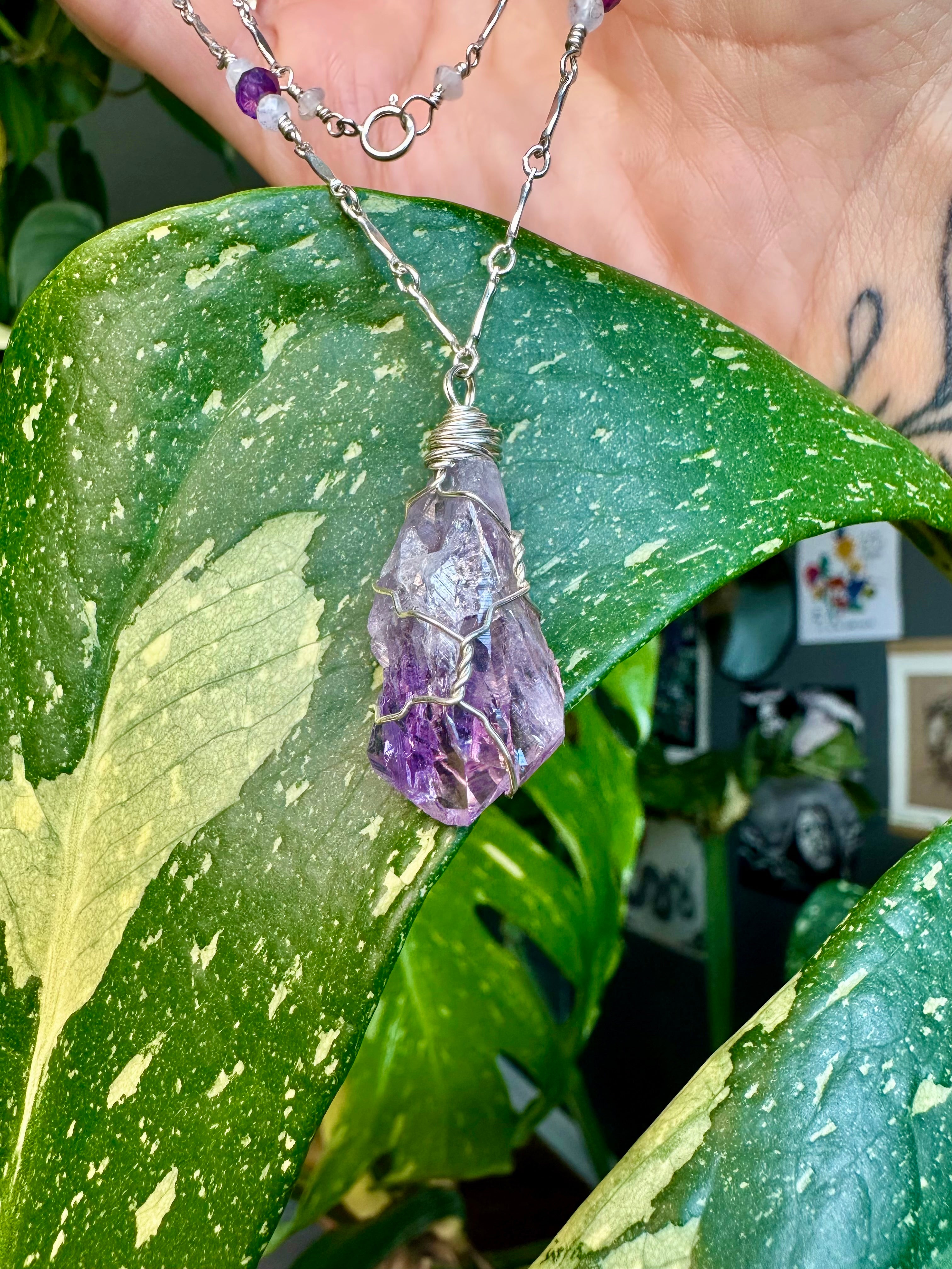 *one of one* raw amethyst necklace in sterling silver
