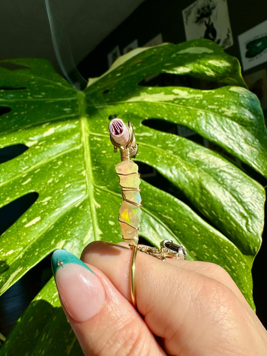 raw opal smoke ring in brass ♡