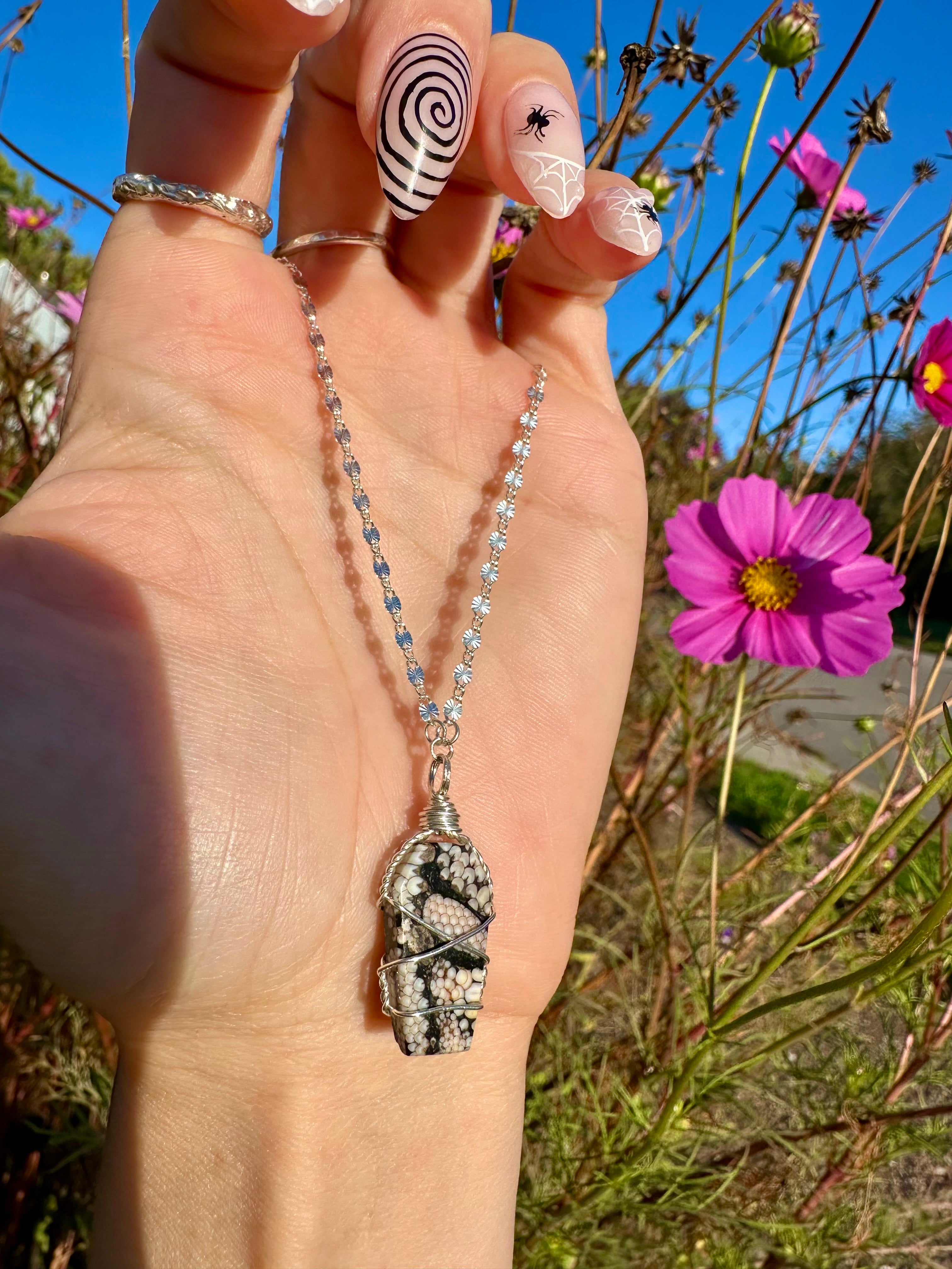 *one of one* snake skin fossil coffin necklace in sterling silver