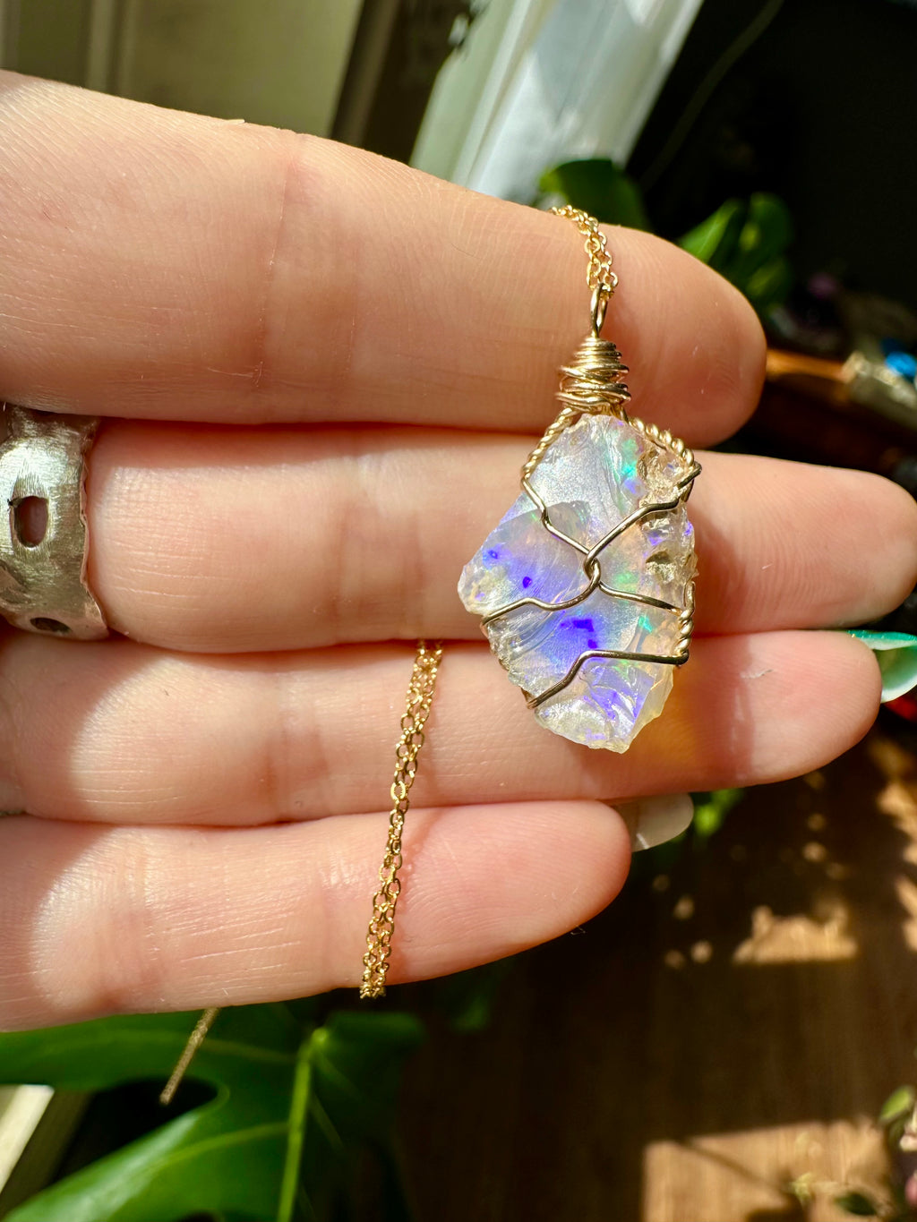 ♡one of one♡ raw opal necklace in gold