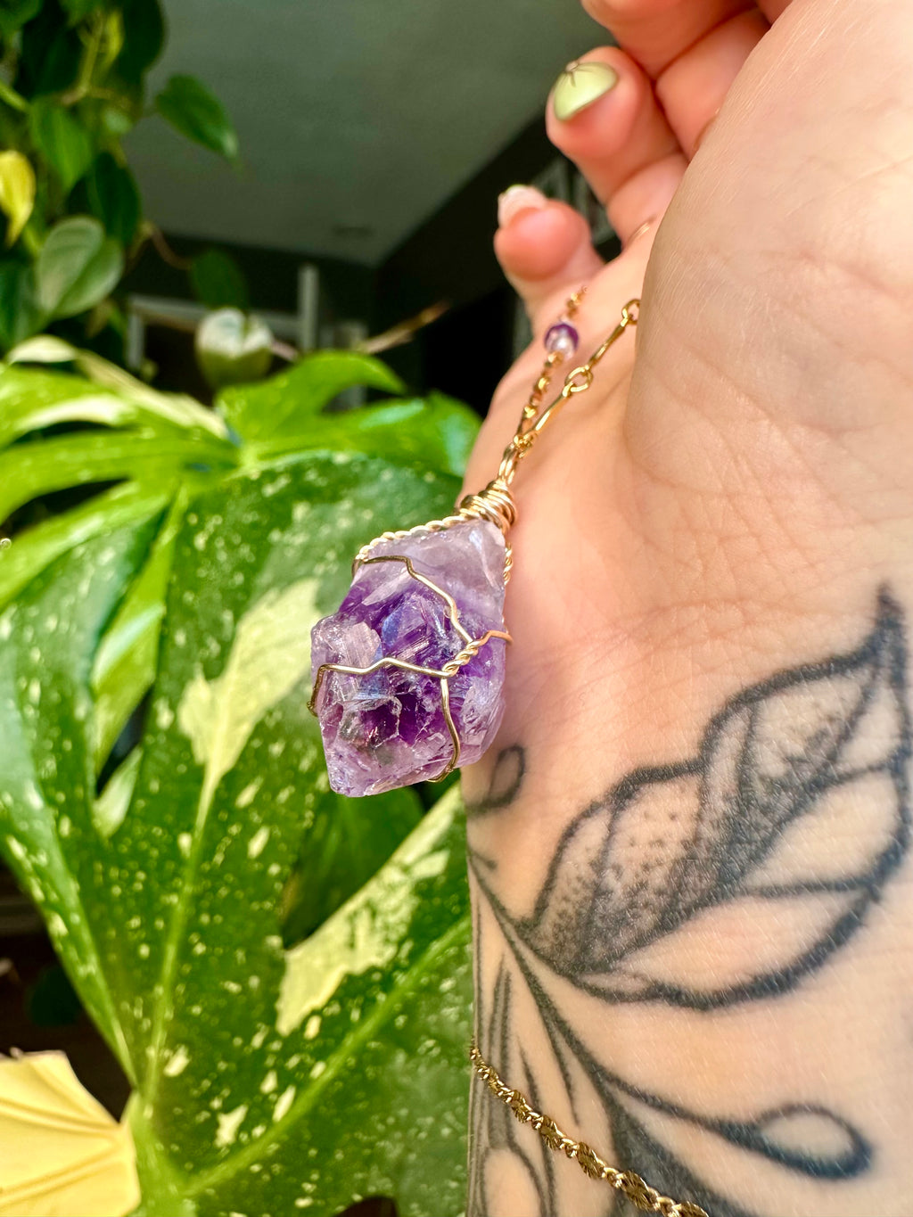 *one of one* raw amethyst necklace in 14k gold