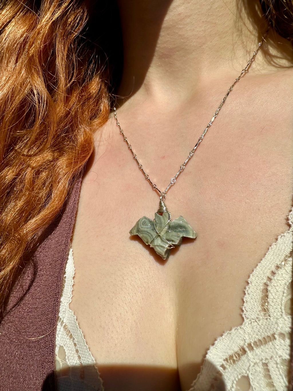 *one of one* chalcedony bat necklace in sterling silver