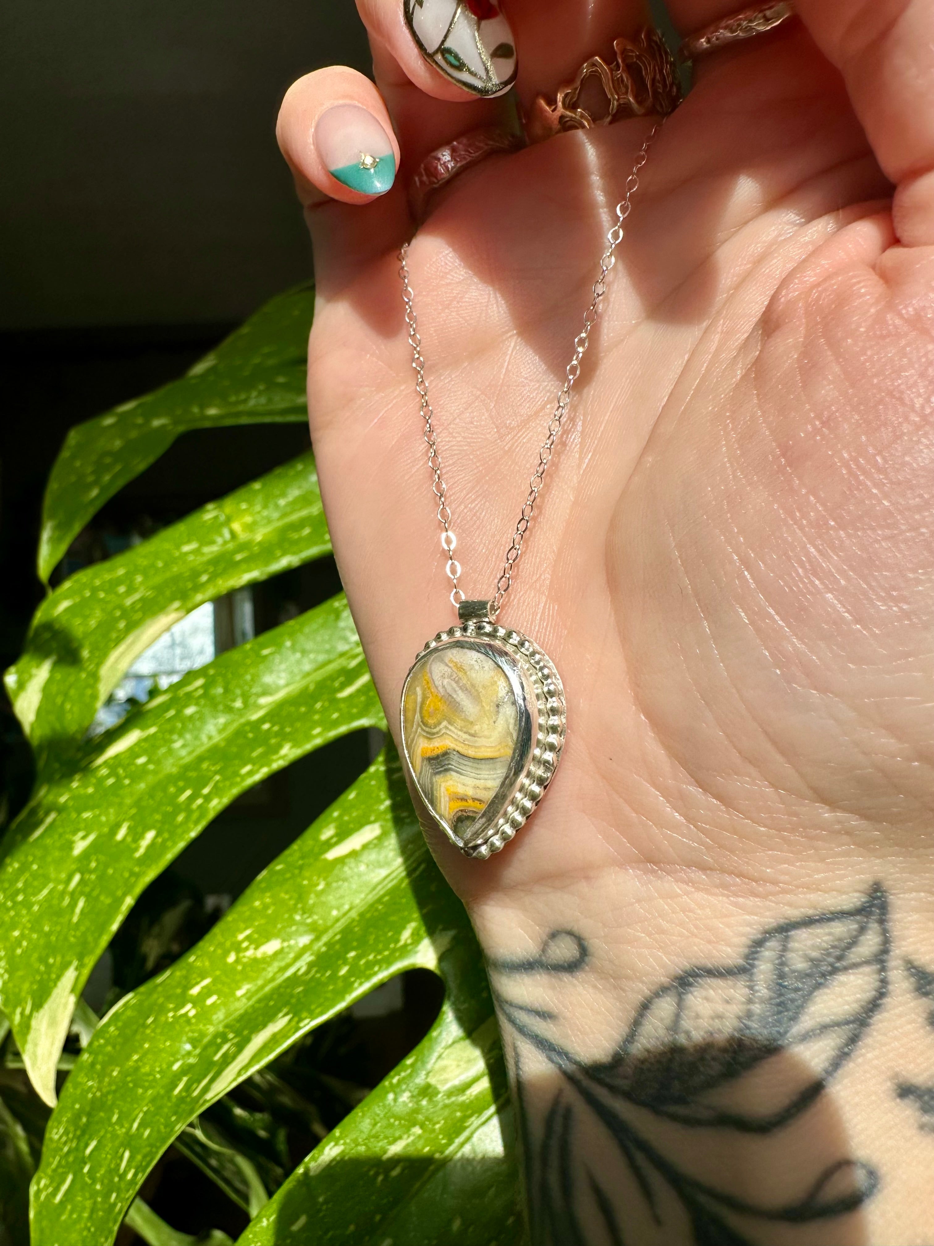 bumblebee jasper sterling silver necklace