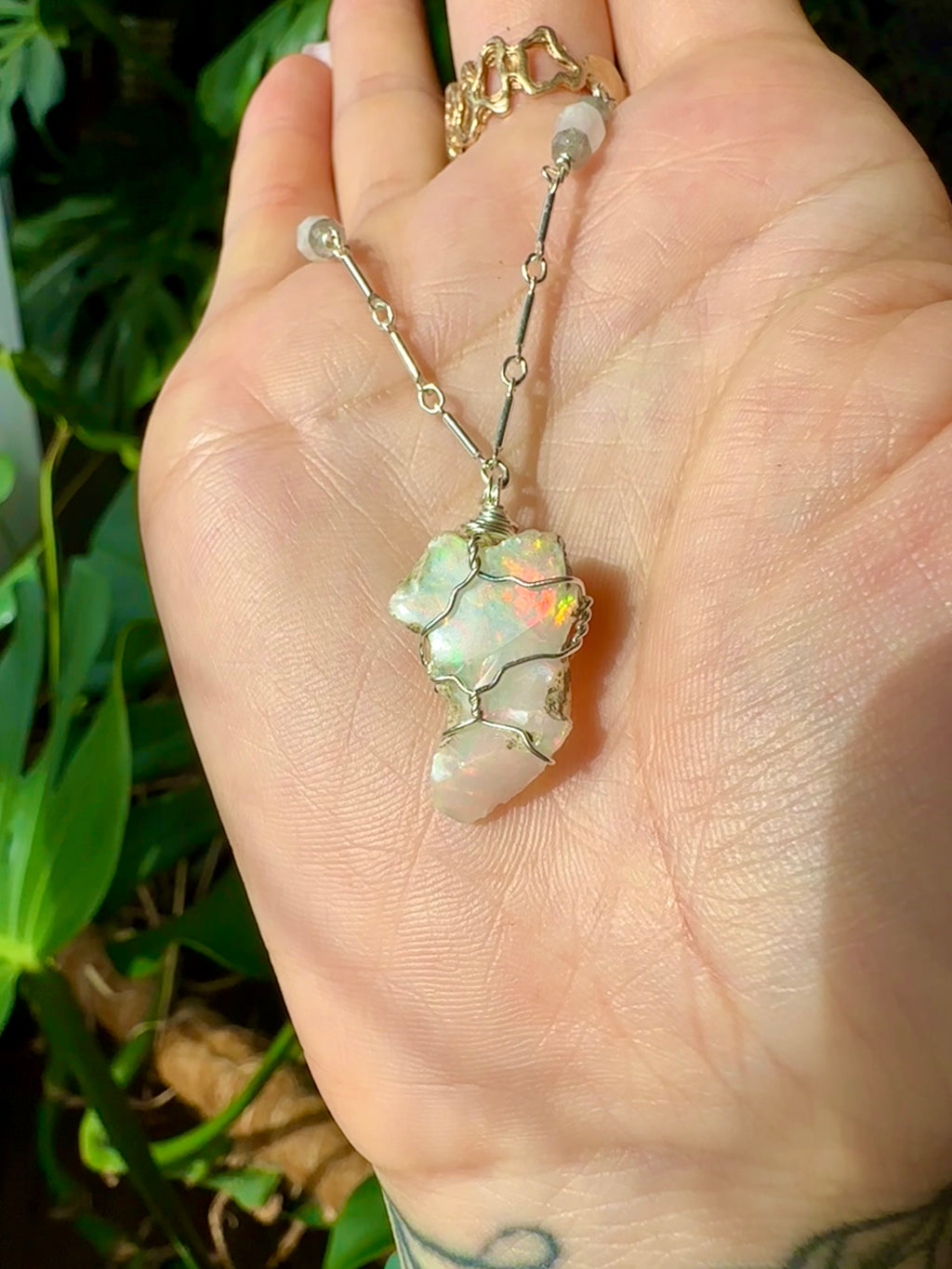 ♡one of one♡ raw opal necklace sterling silver