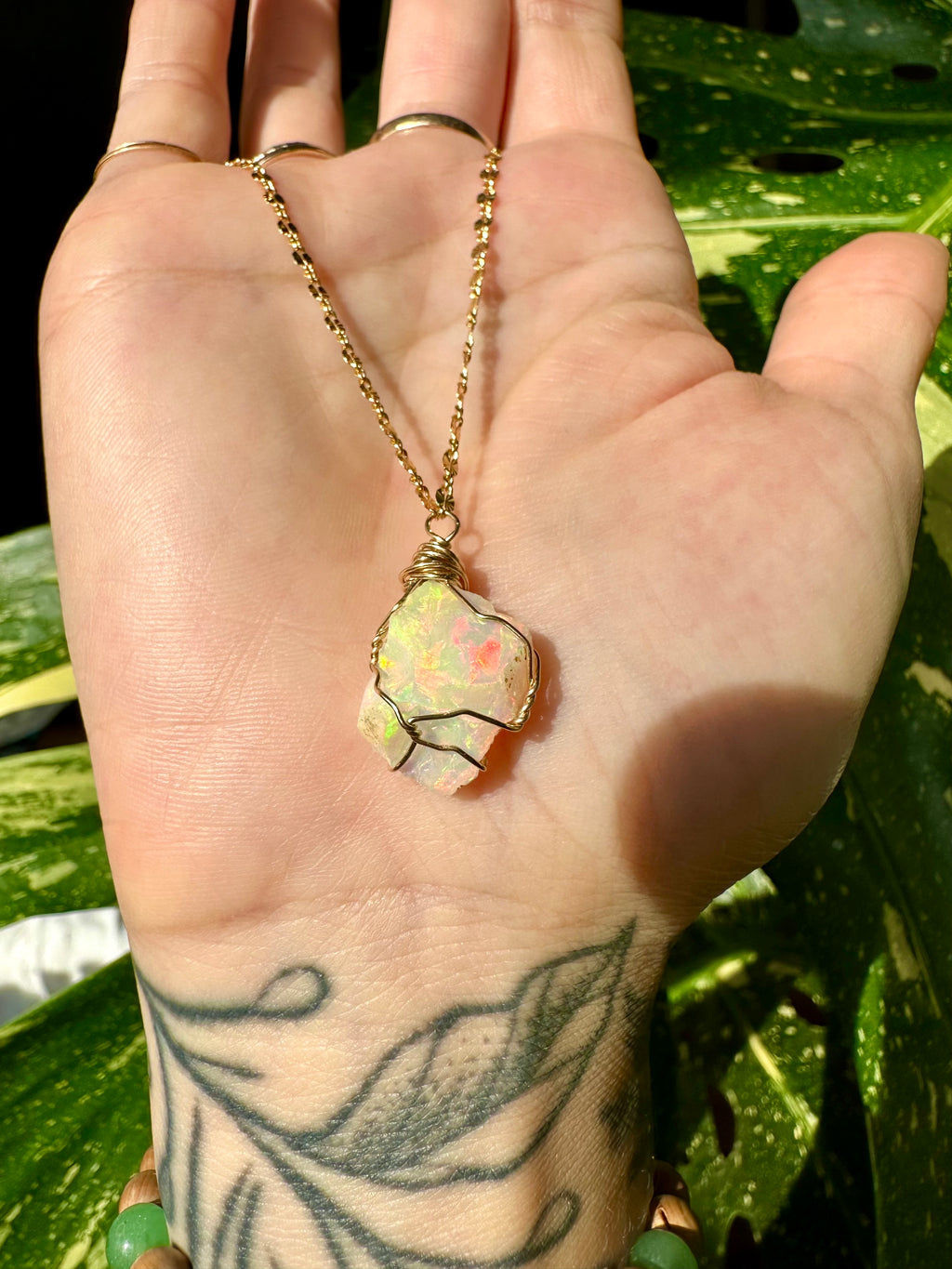 ♡one of one♡ raw opal necklace in 14k gold *