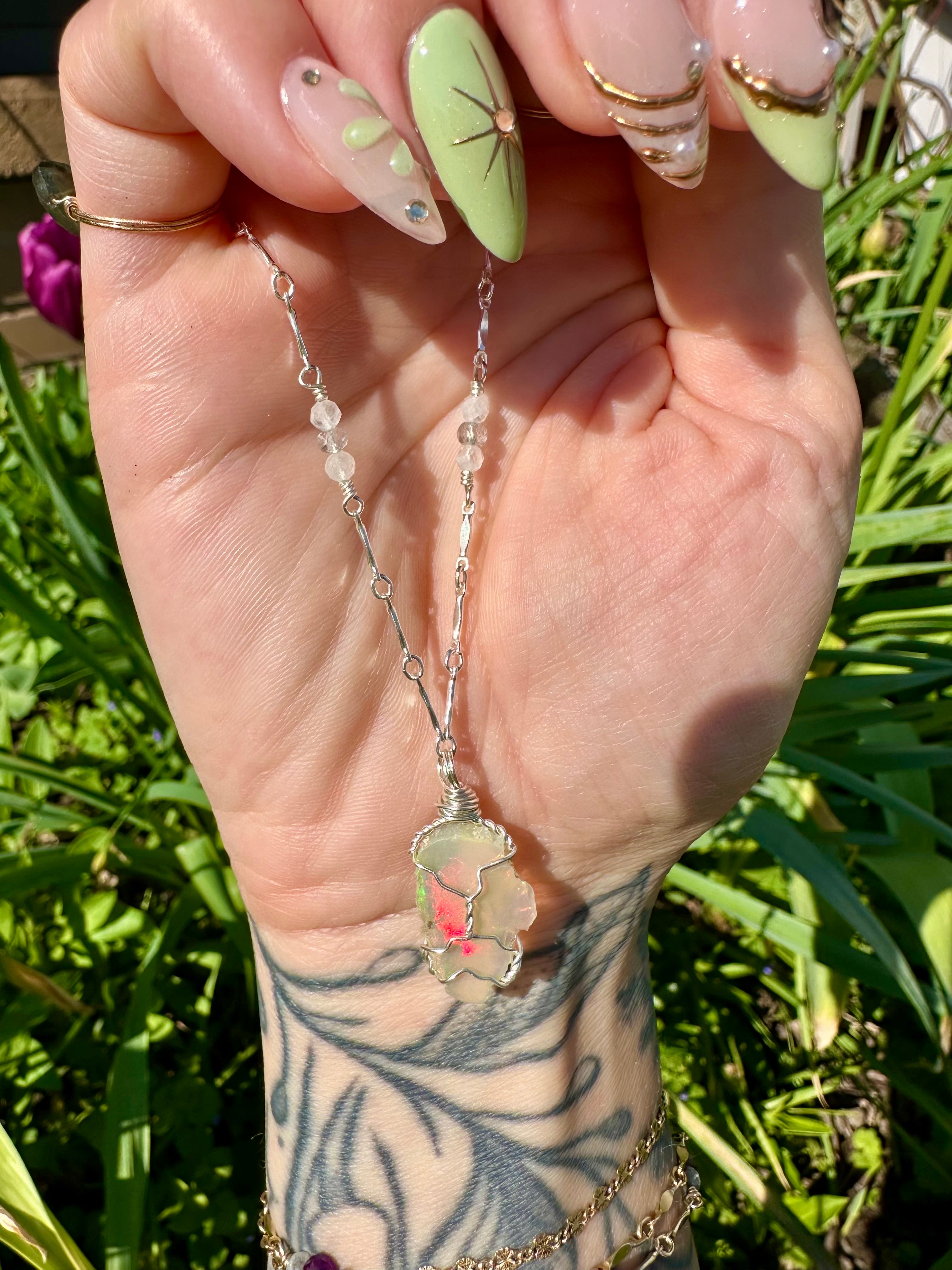 *one of one* ♡ raw opal necklace in sterling silver