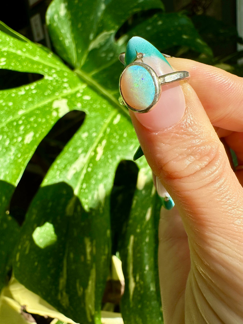 opal sterling silver ring size 5