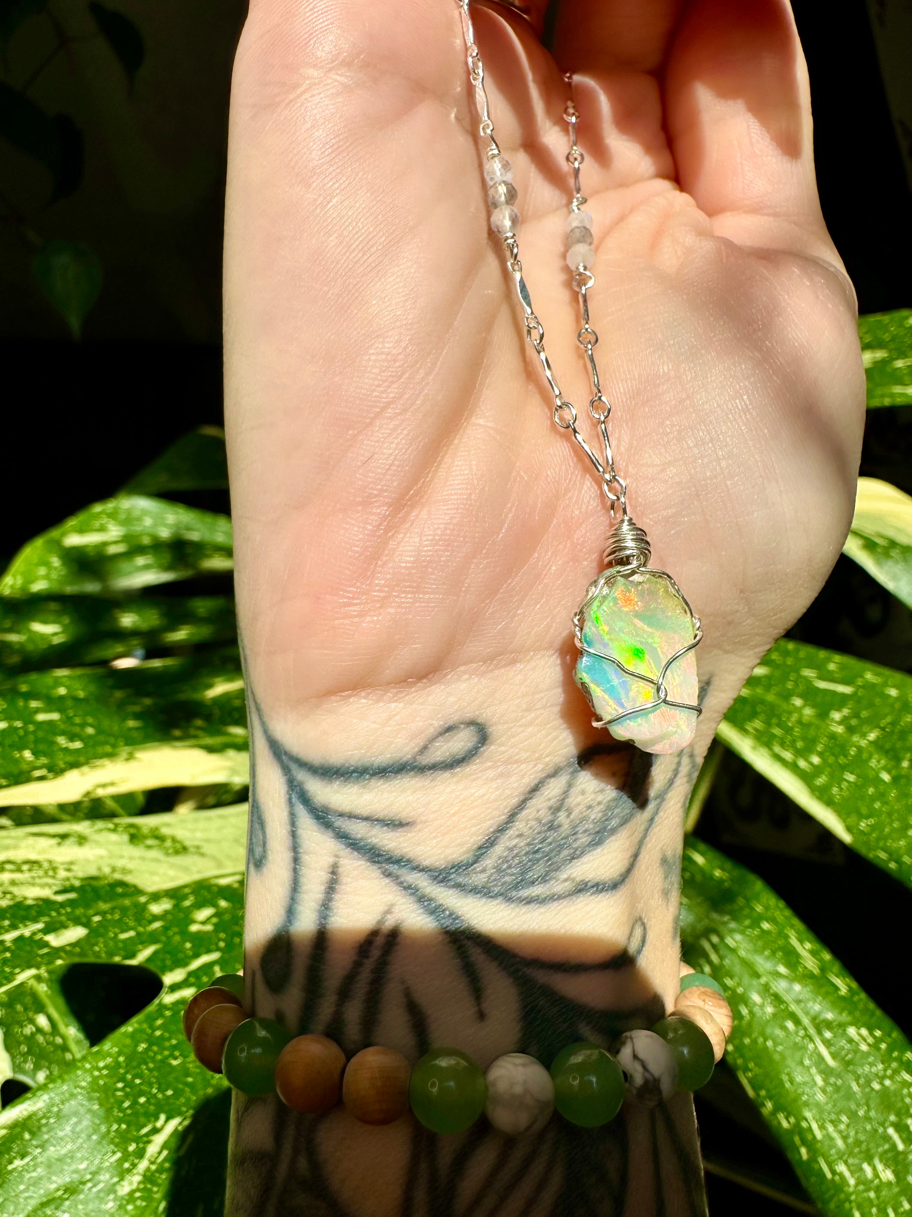 ♡one of one♡ raw opal necklace in sterling silver ***