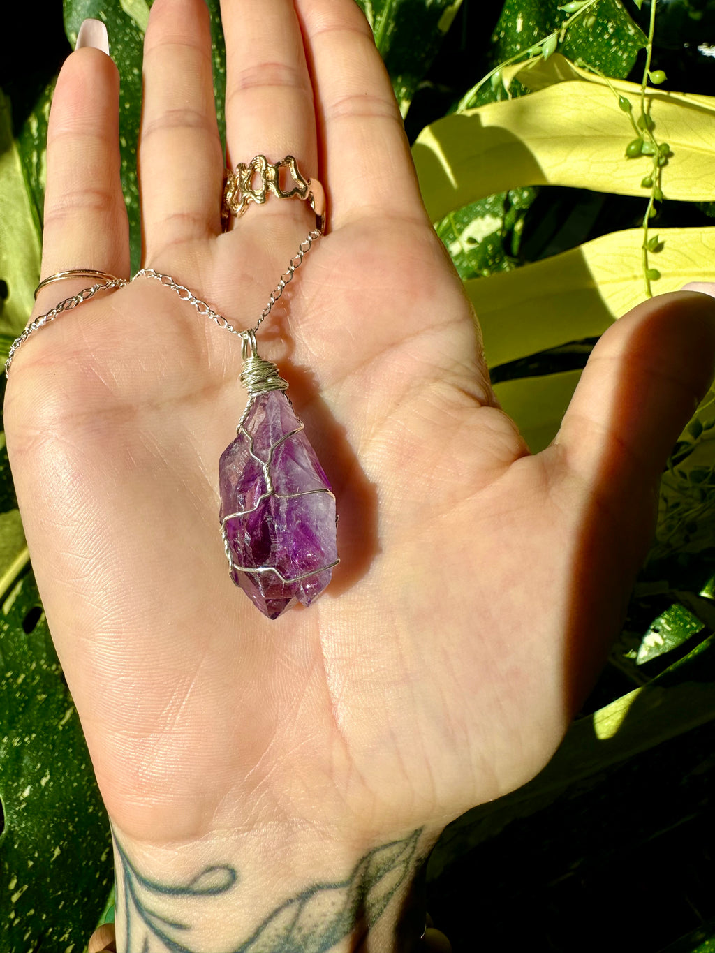 ♡one of one♡ raw amethyst necklace sterling silver