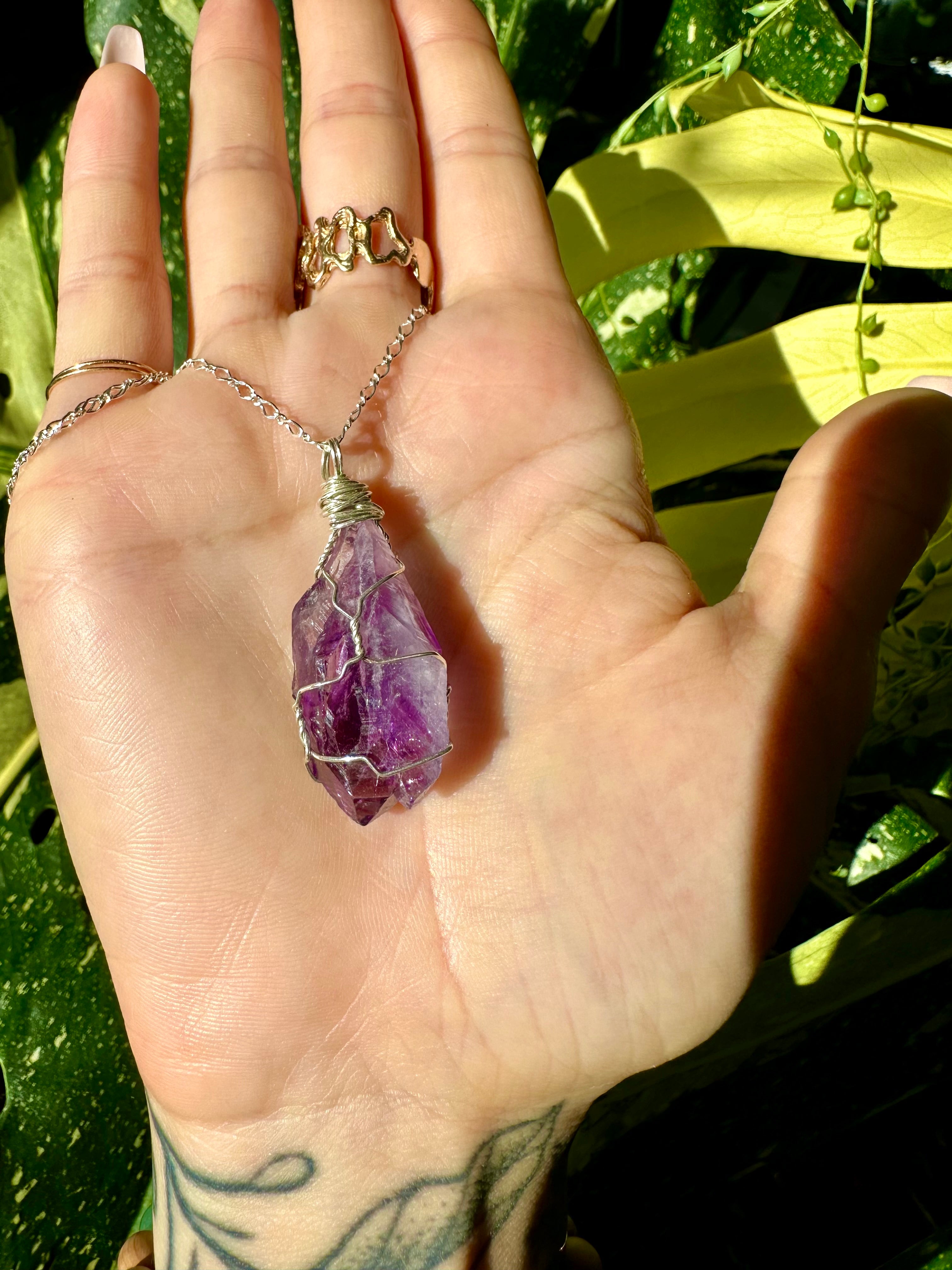♡one of one♡ raw amethyst necklace sterling silver