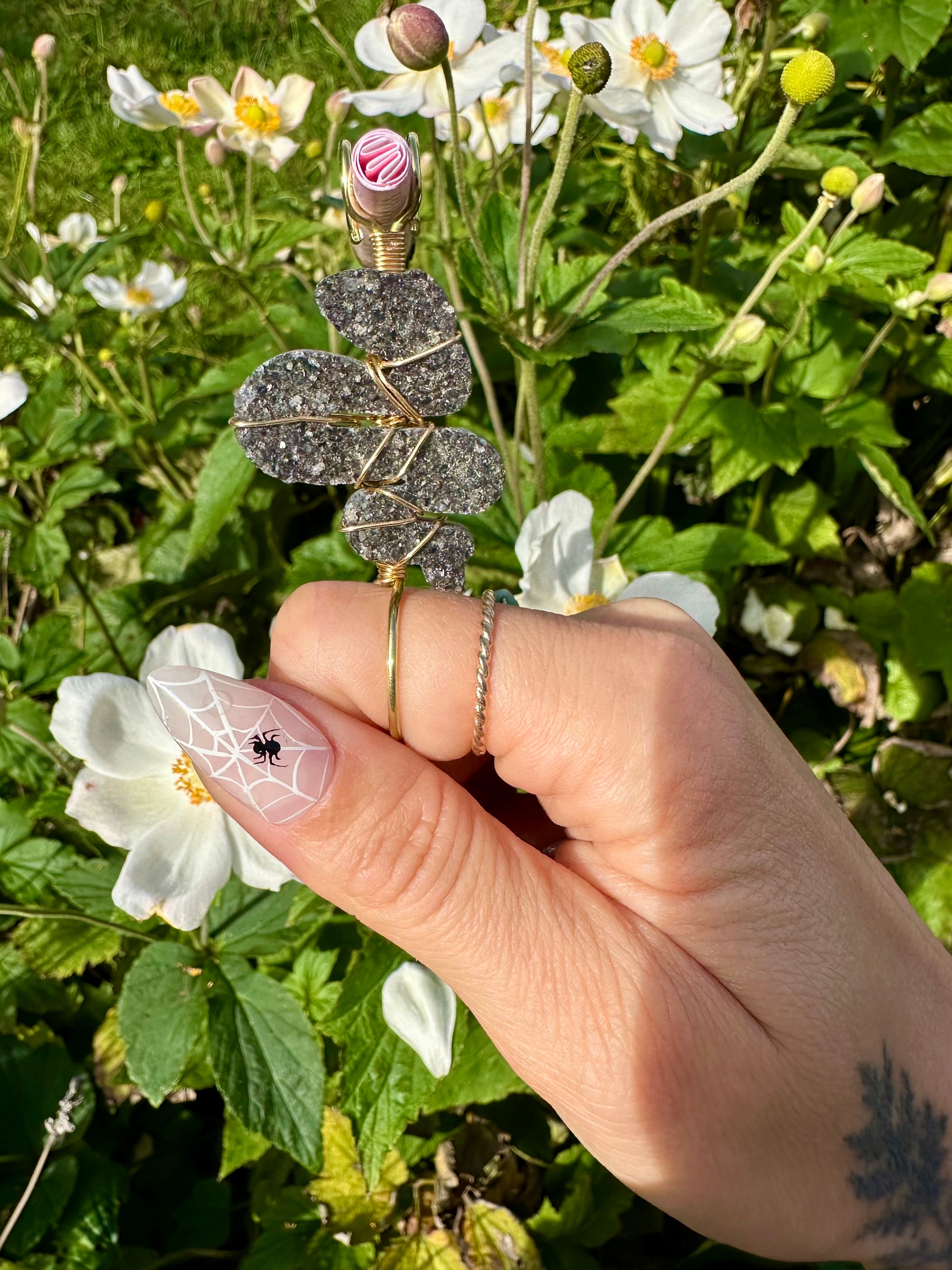*one of one* black amethyst crystal snake smoke ring