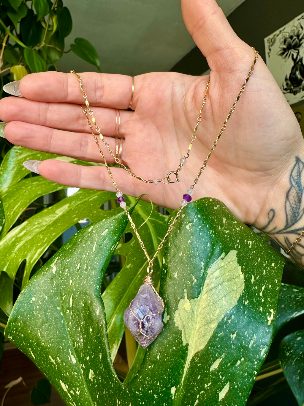 *one of one* raw amethyst necklace in 14k gold