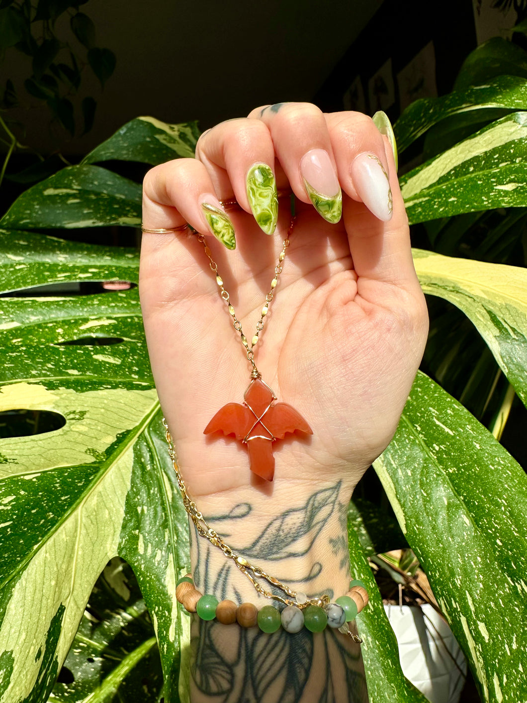 *one of one* carnelian dragon necklace gold