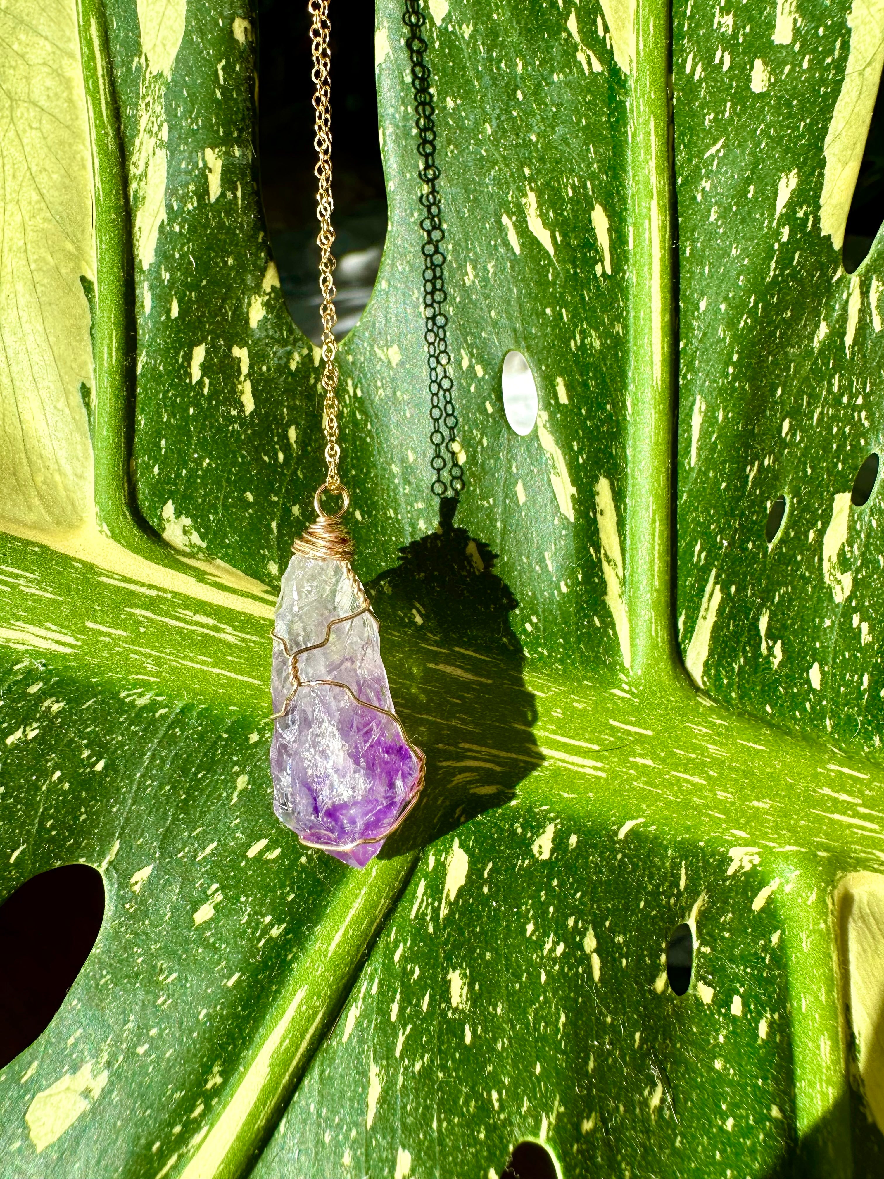 ♡one of one♡ raw amethyst necklace 14k gold
