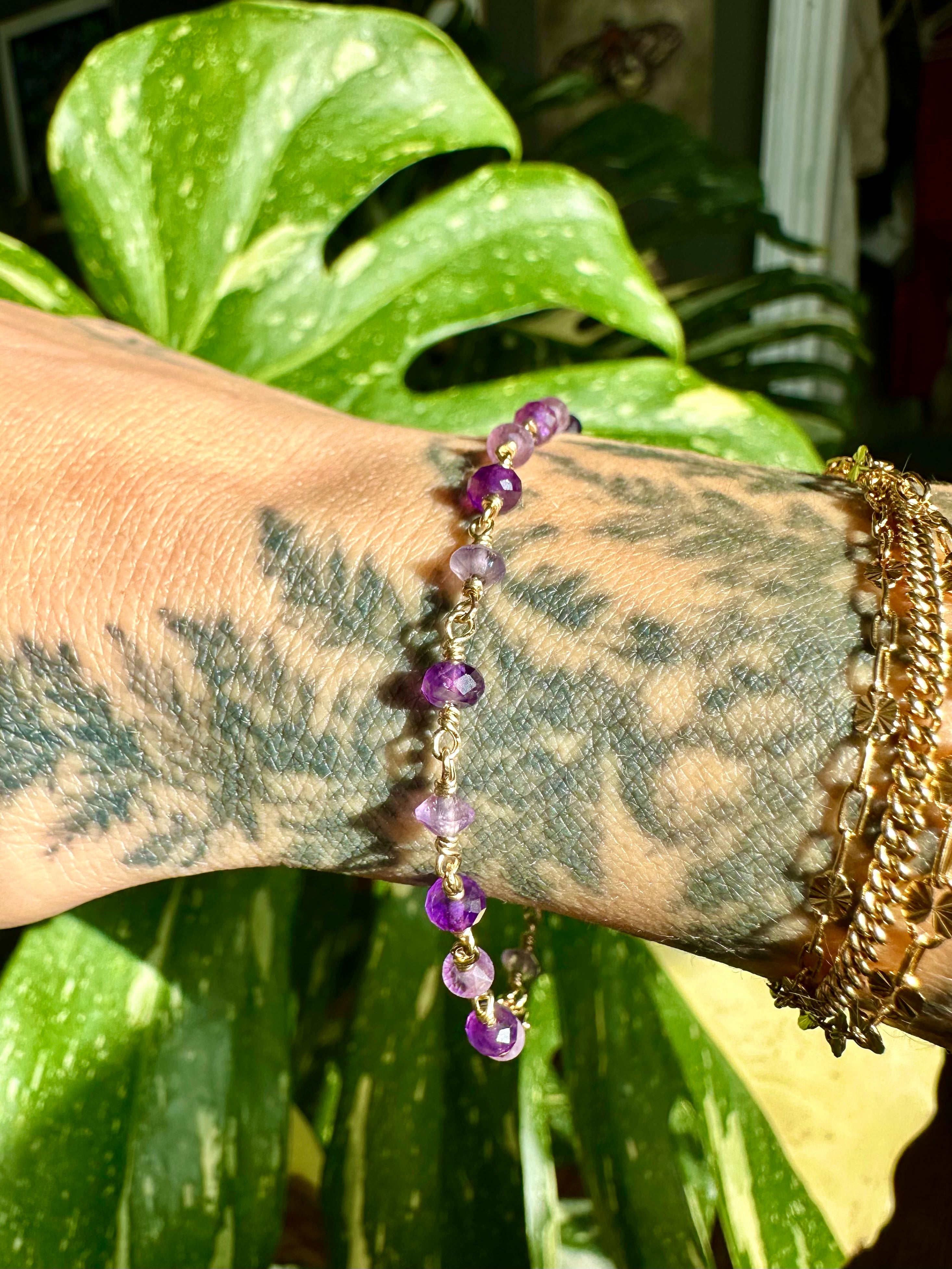 amethyst bracelet in sterling silver or 14k gold