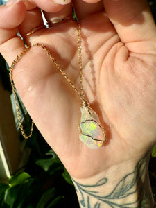 *one of one♡ iridescent raw opal necklace in 14k gold *