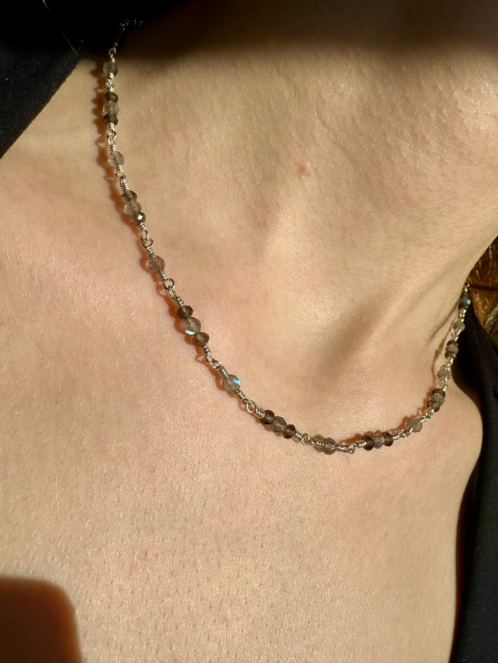 labradorite & smoky quartz necklace