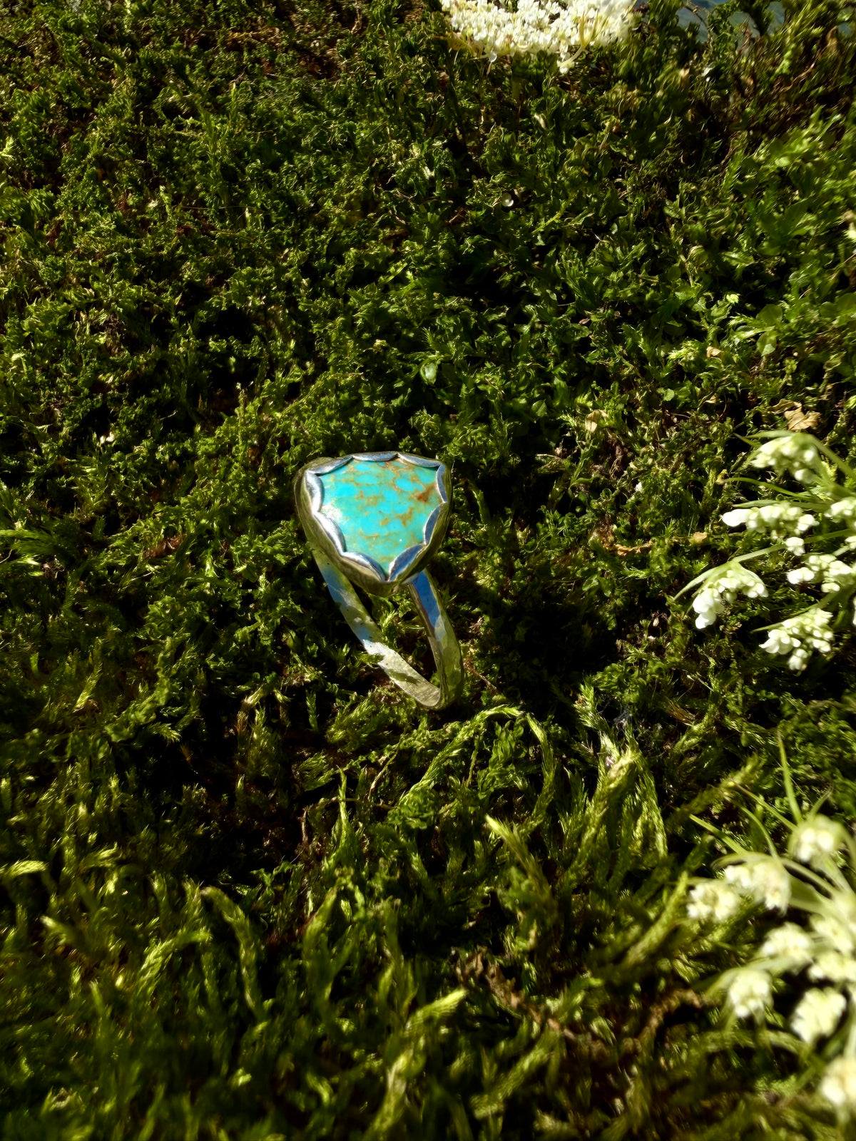 reuleaux wavy triangle turquoise sterling silver ring size 12.25