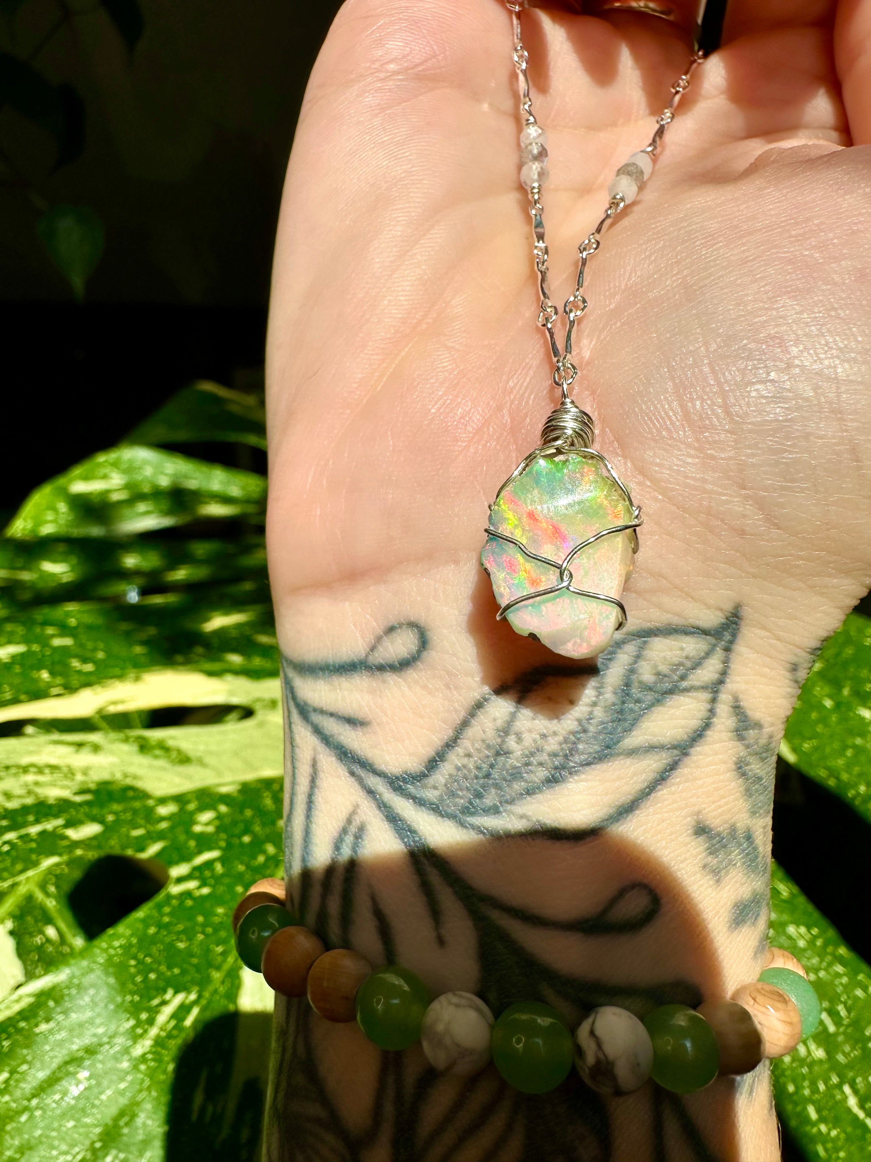 ♡one of one♡ raw opal necklace in sterling silver ***