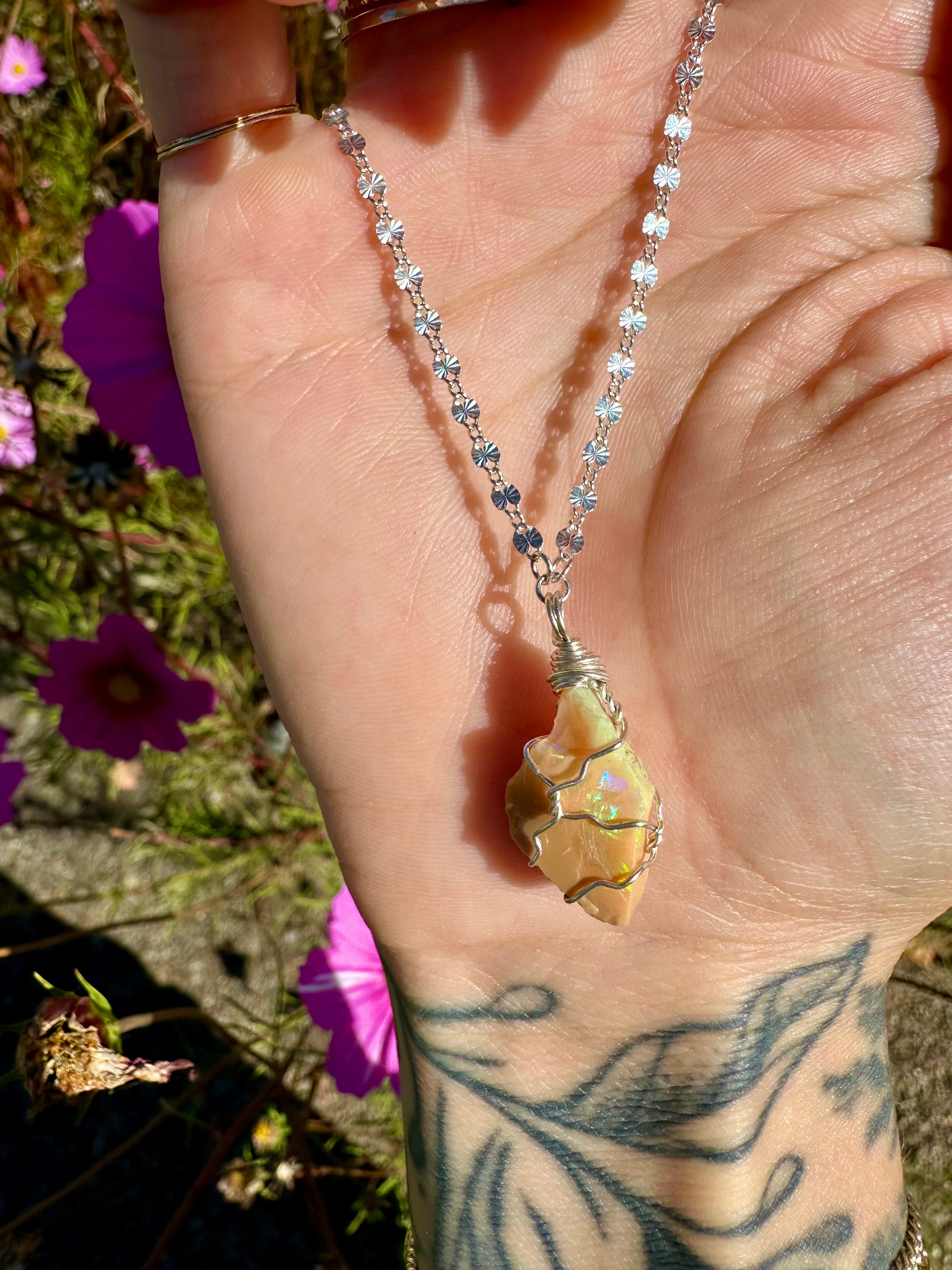 *one of one* raw opal necklace in sterling silver ♡