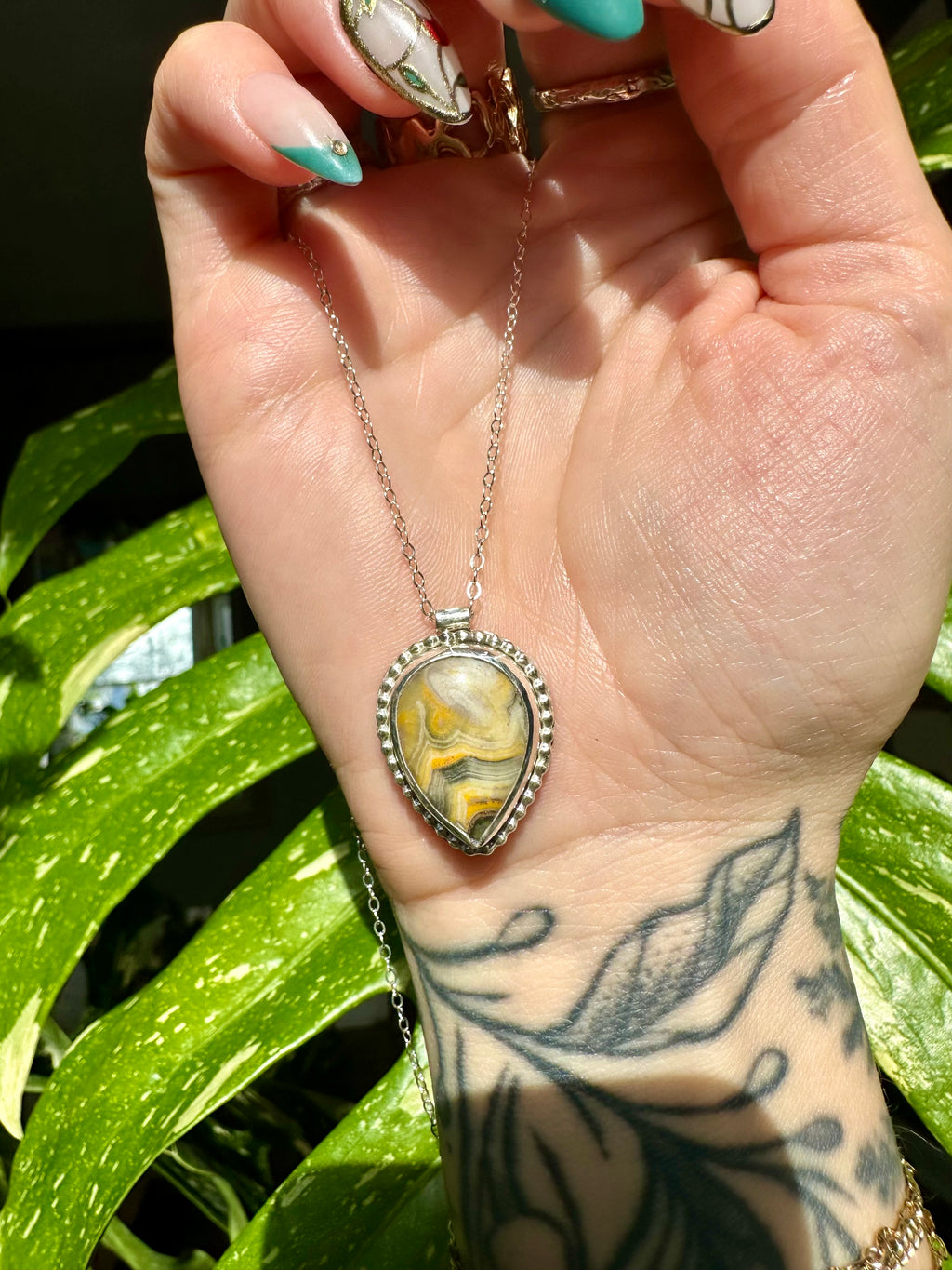 bumblebee jasper sterling silver necklace