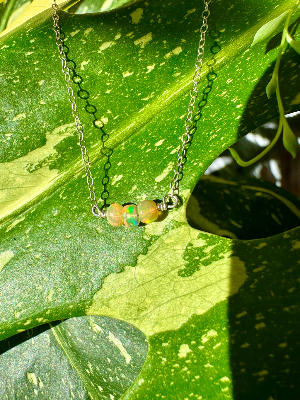 opal mini bar necklace sterling silver