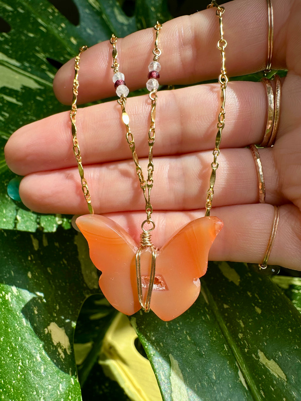 *one of one* carnelian butterfly necklace in gold