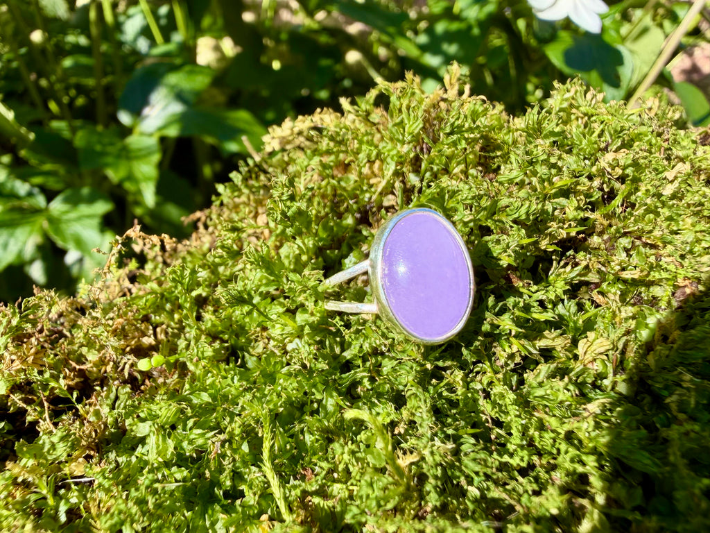 lavender jade double band ring in sterling silver size 7