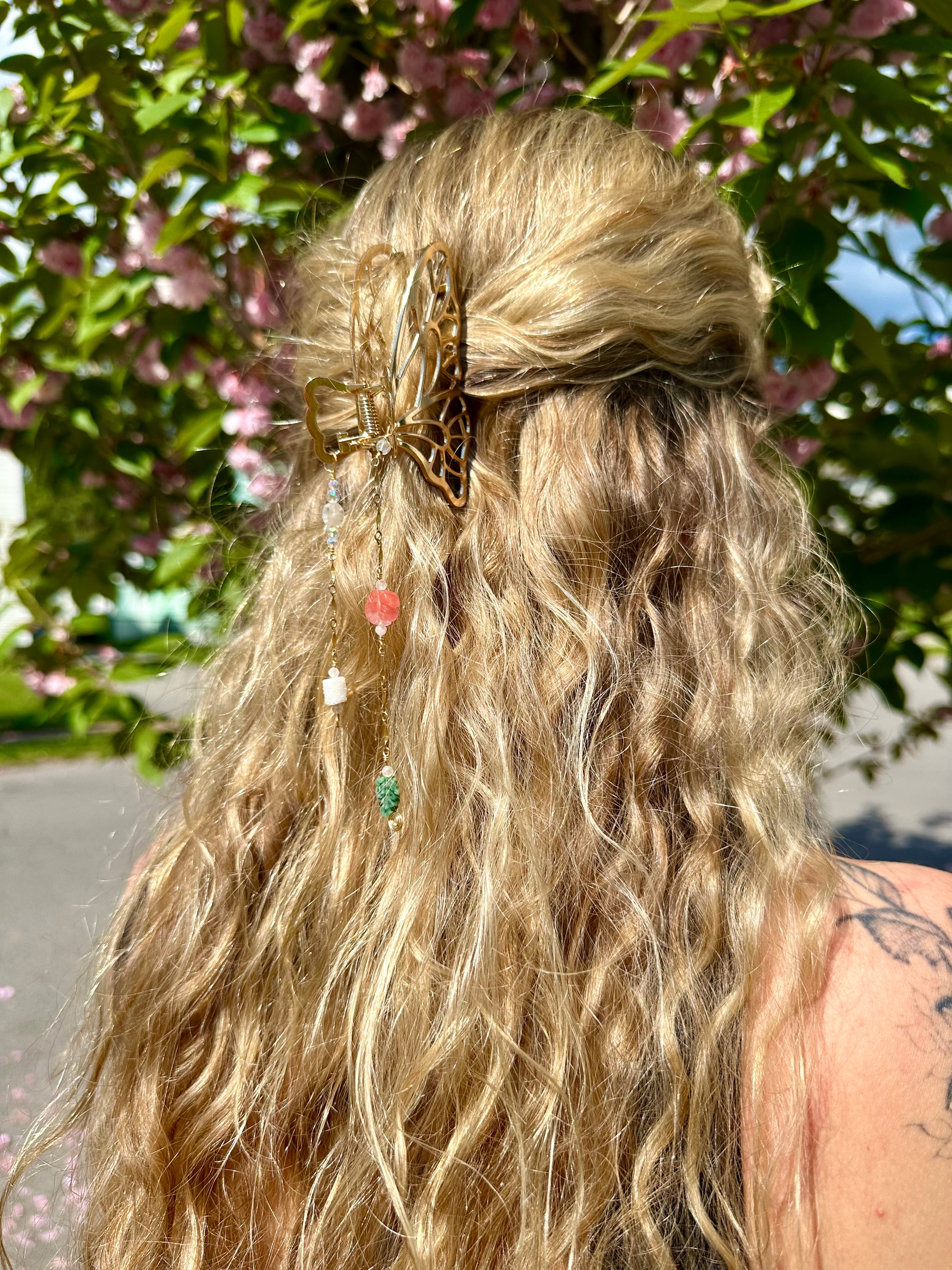 forest fairy butterfly crystal hair clip