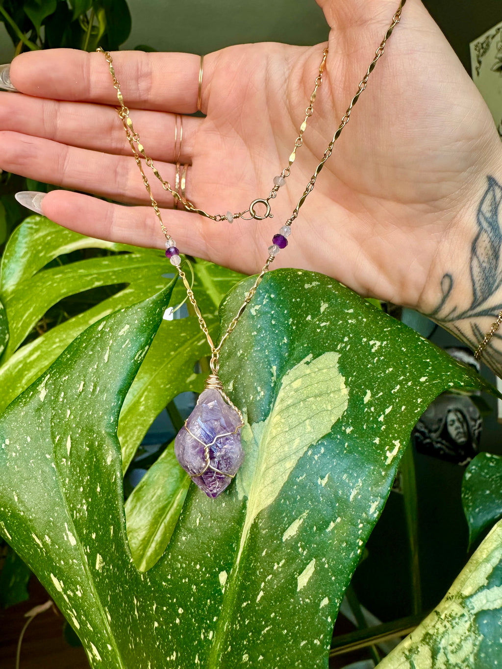 *one of one* raw amethyst necklace in 14k gold