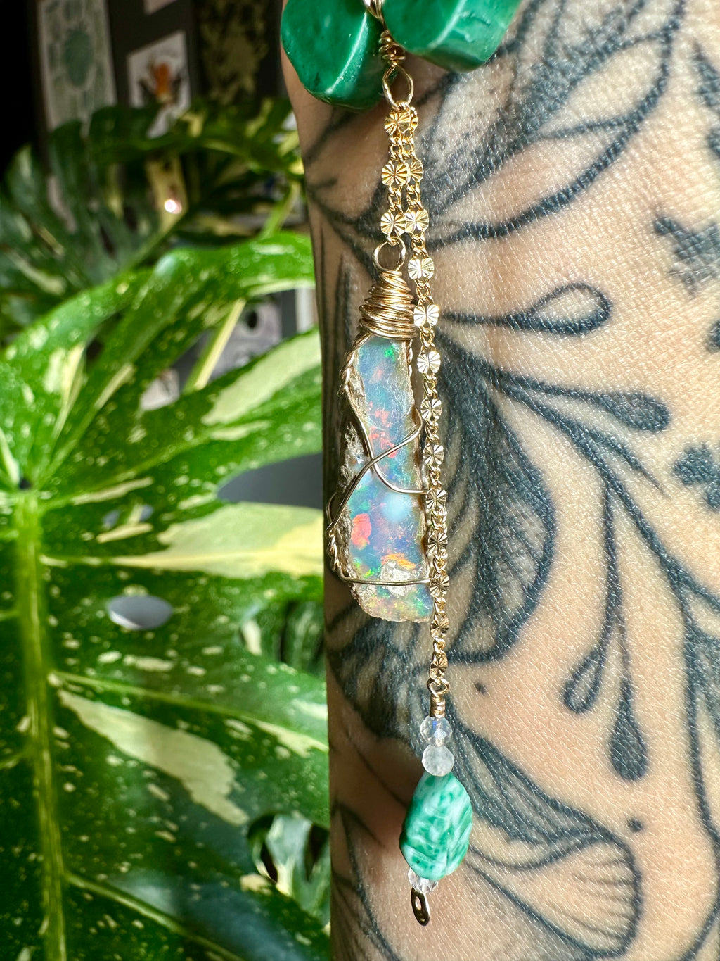*one of one* jade butterfly raw opal decor dangle