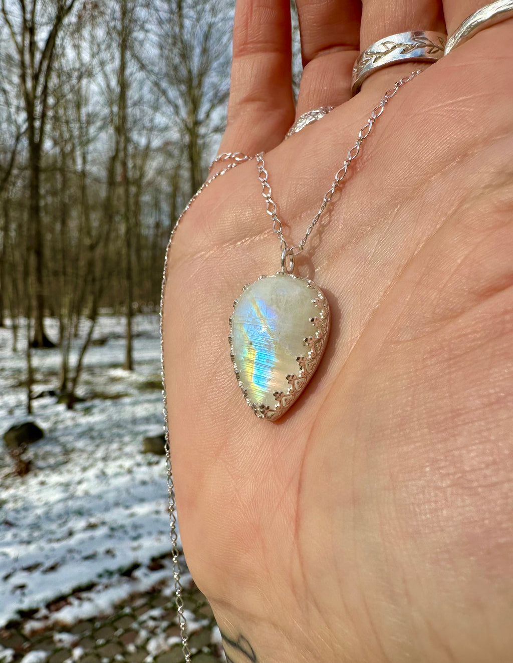 moonstone sterling silver necklace