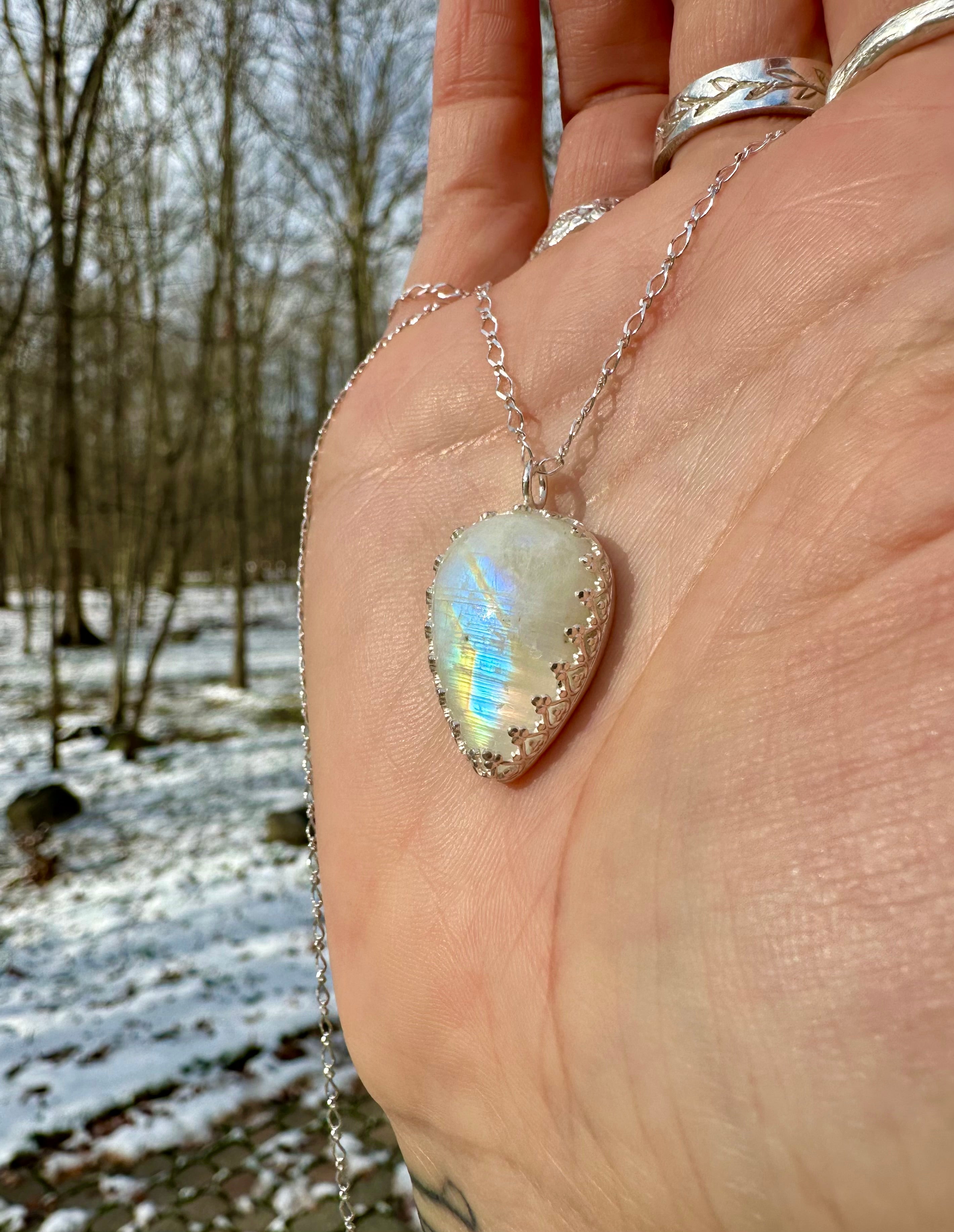 moonstone sterling silver necklace